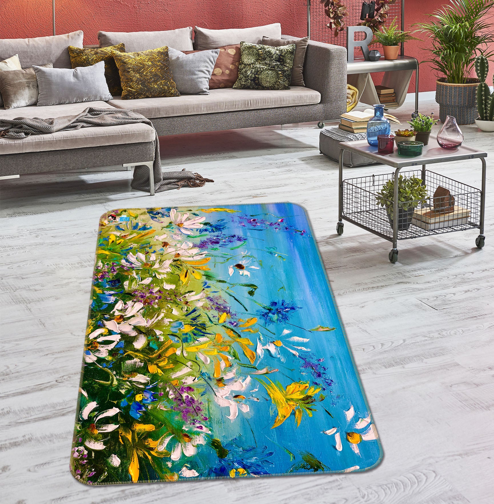 3D Colorful Daisies 1293 Skromova Marina Rug Non Slip Rug Mat