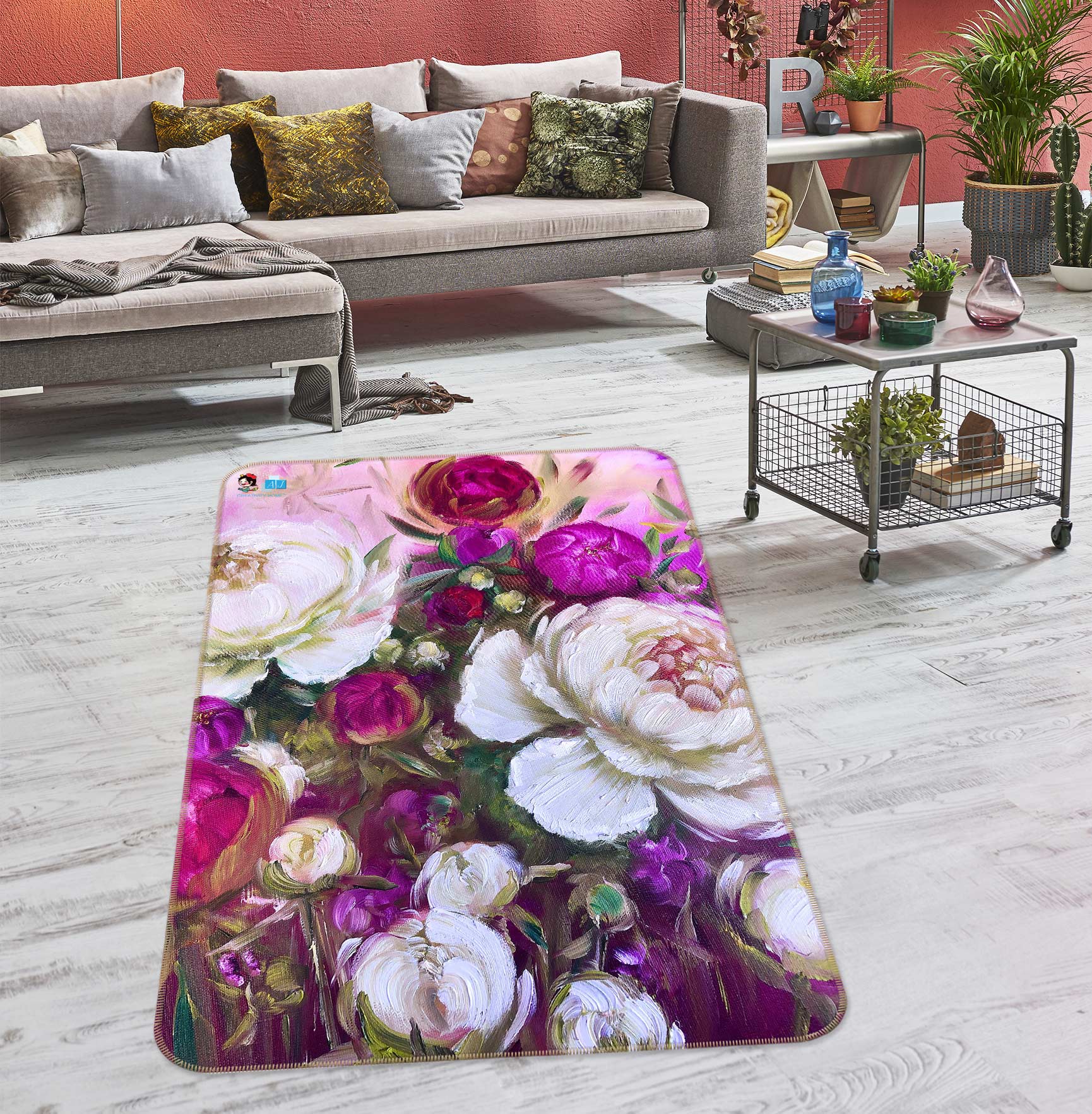 3D Bright Flowers 1155 Skromova Marina Rug Non Slip Rug Mat