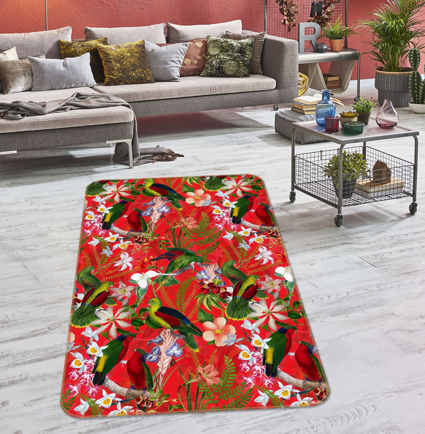 3D Beautiful Red Flower 183 Uta Naumann Rug Non Slip Rug Mat