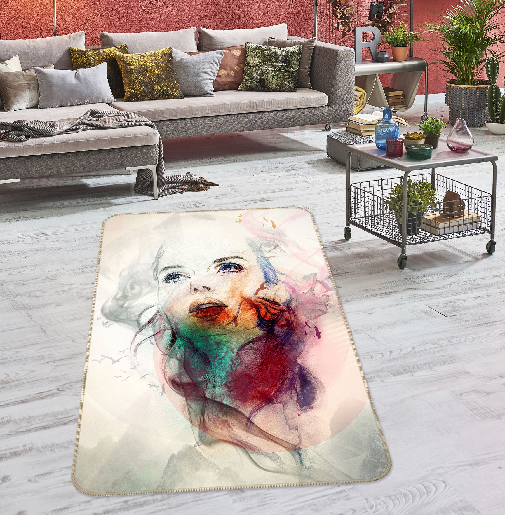 3D Beautiful Woman 77243 Non Slip Rug Mat