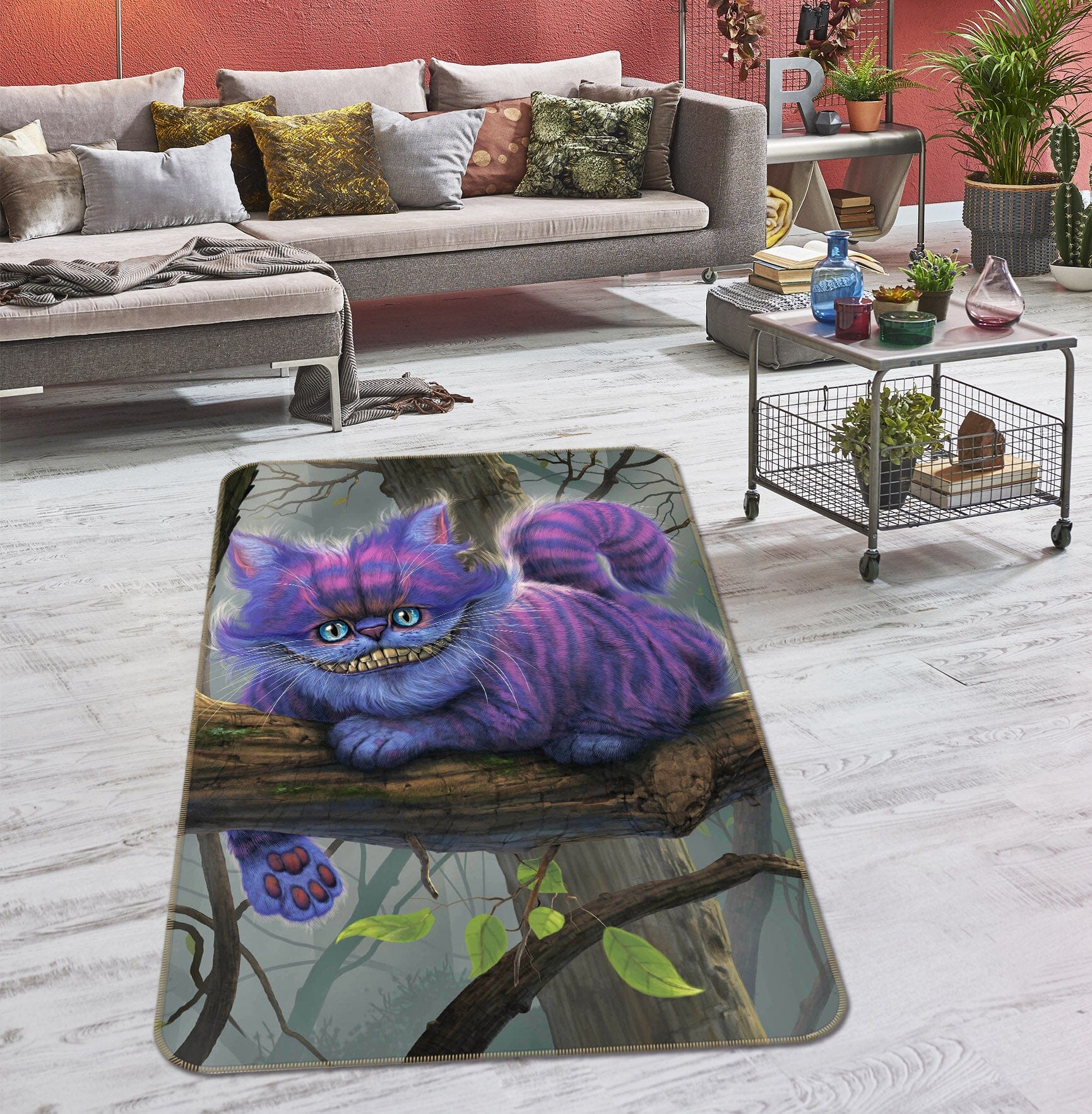 3D Cheshire Cat 1020 Vincent Hie Rug Non Slip Rug Mat Mat AJ Creativity Home 