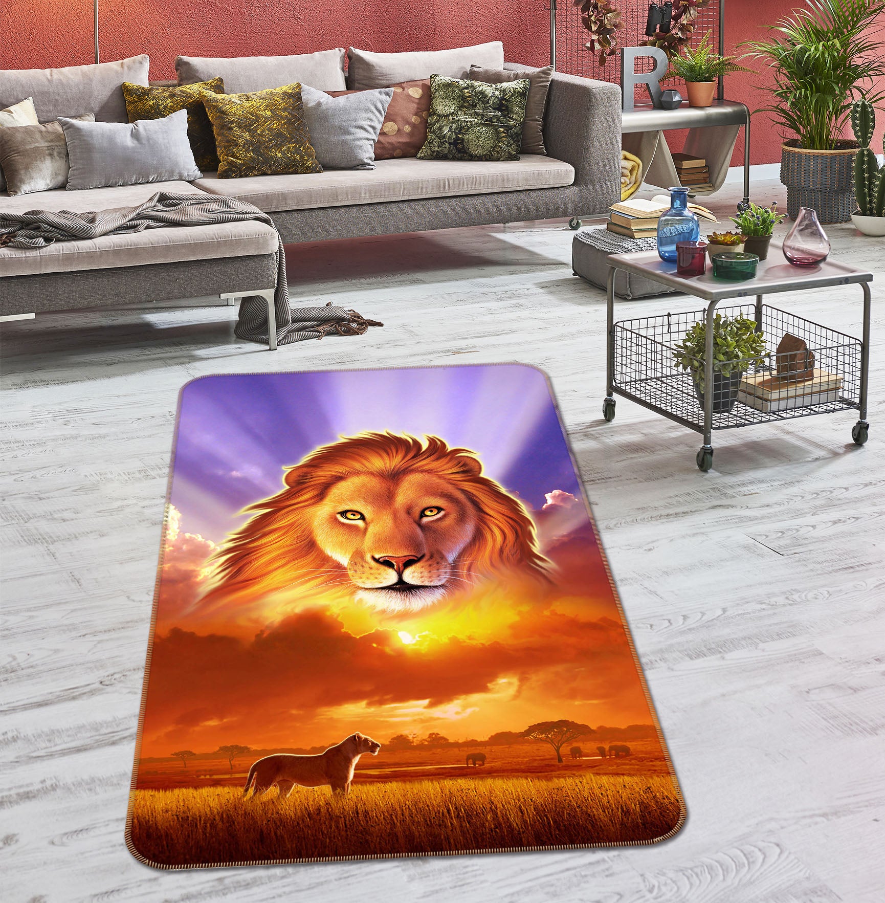 3D Lion 83090 Jerry LoFaro Rug Non Slip Rug Mat