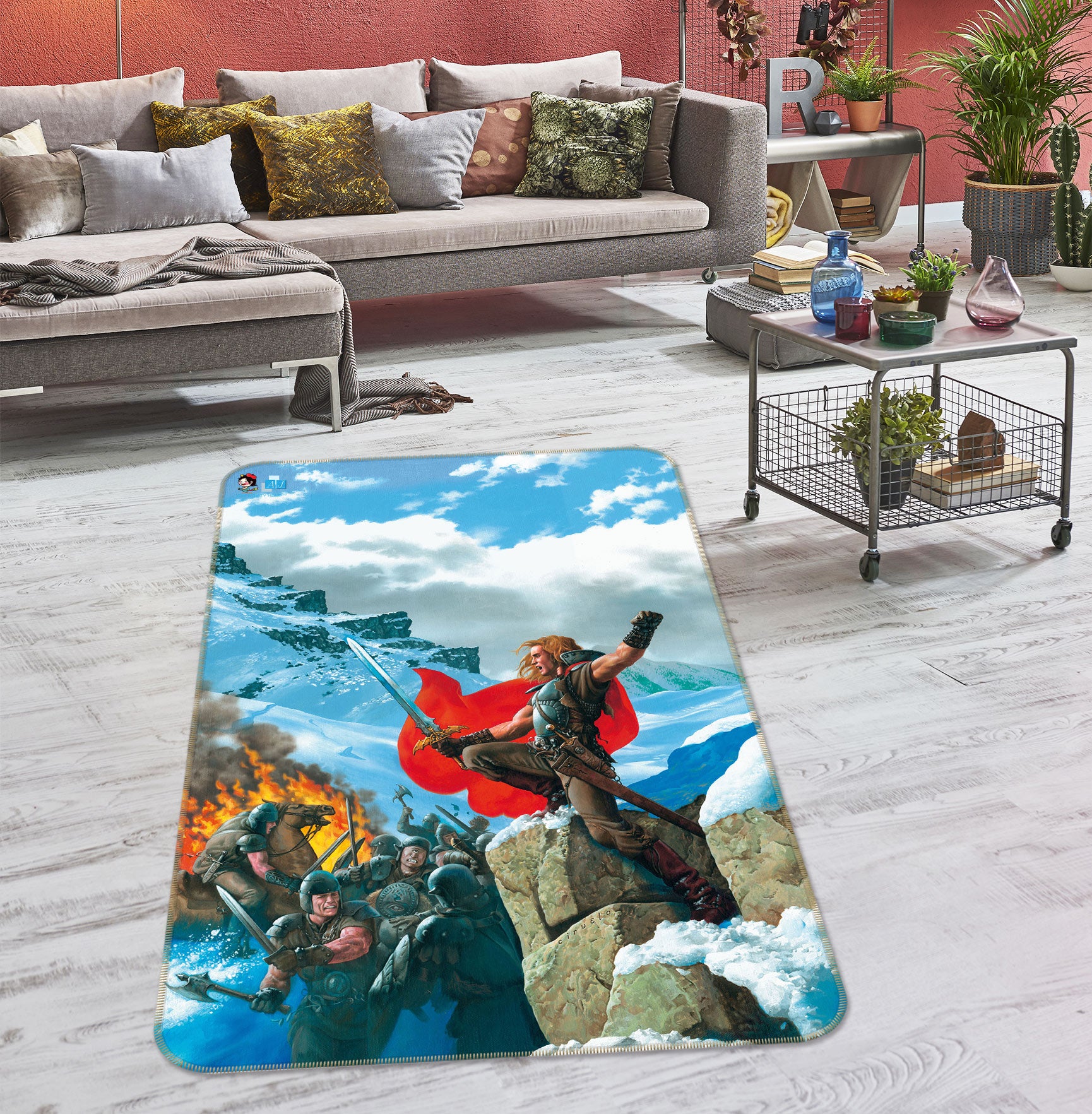 3D Warrior Soldier Sky 5198 Ciruelo Rug Non Slip Rug Mat