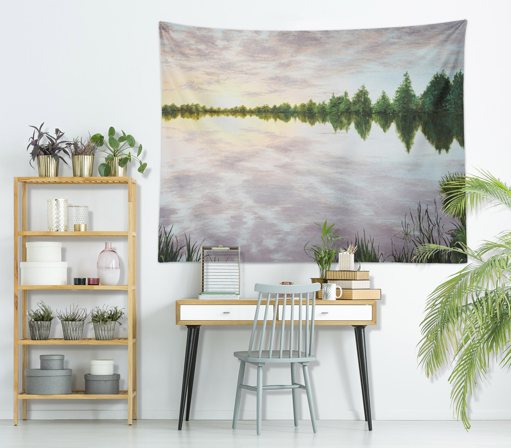 3D Quiet Lake Trees 869 Marina Zotova Tapestry Hanging Cloth Hang