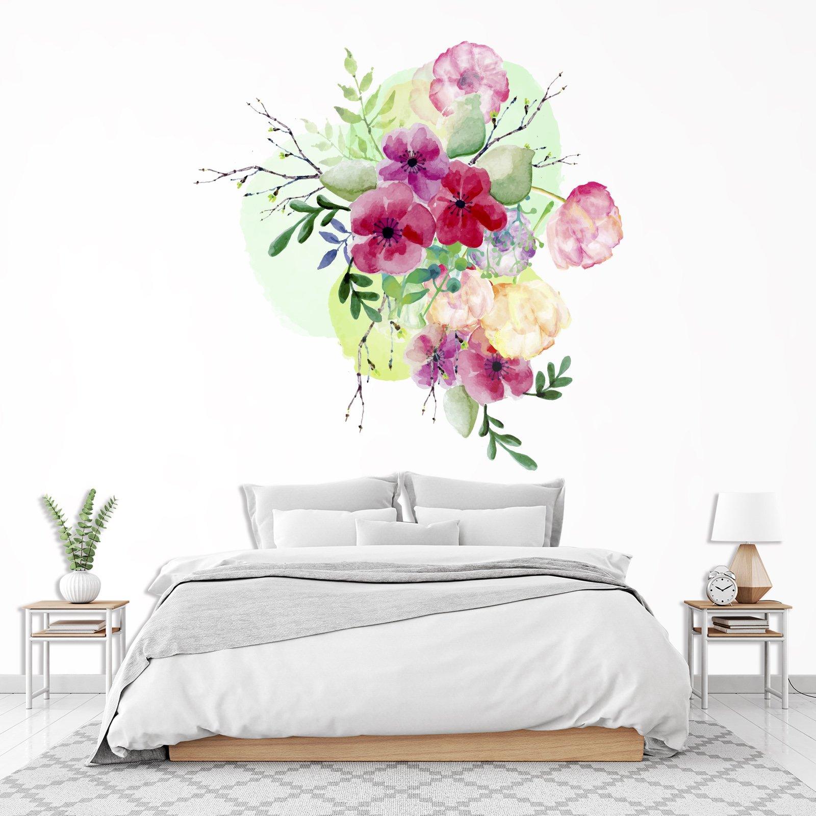 3D Gouache Colored Flower 276 Wall Stickers Wallpaper AJ Wallpaper 