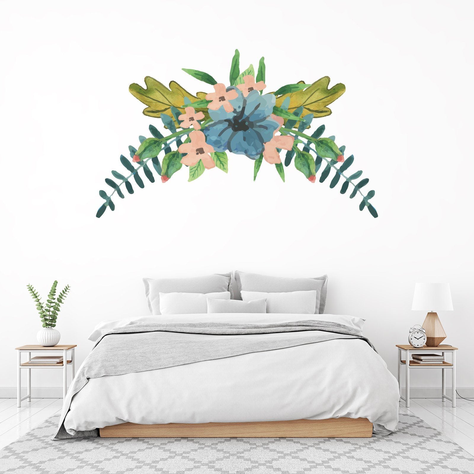 3D Graffiti Blue Flower 090 Wall Stickers Wallpaper AJ Wallpaper 