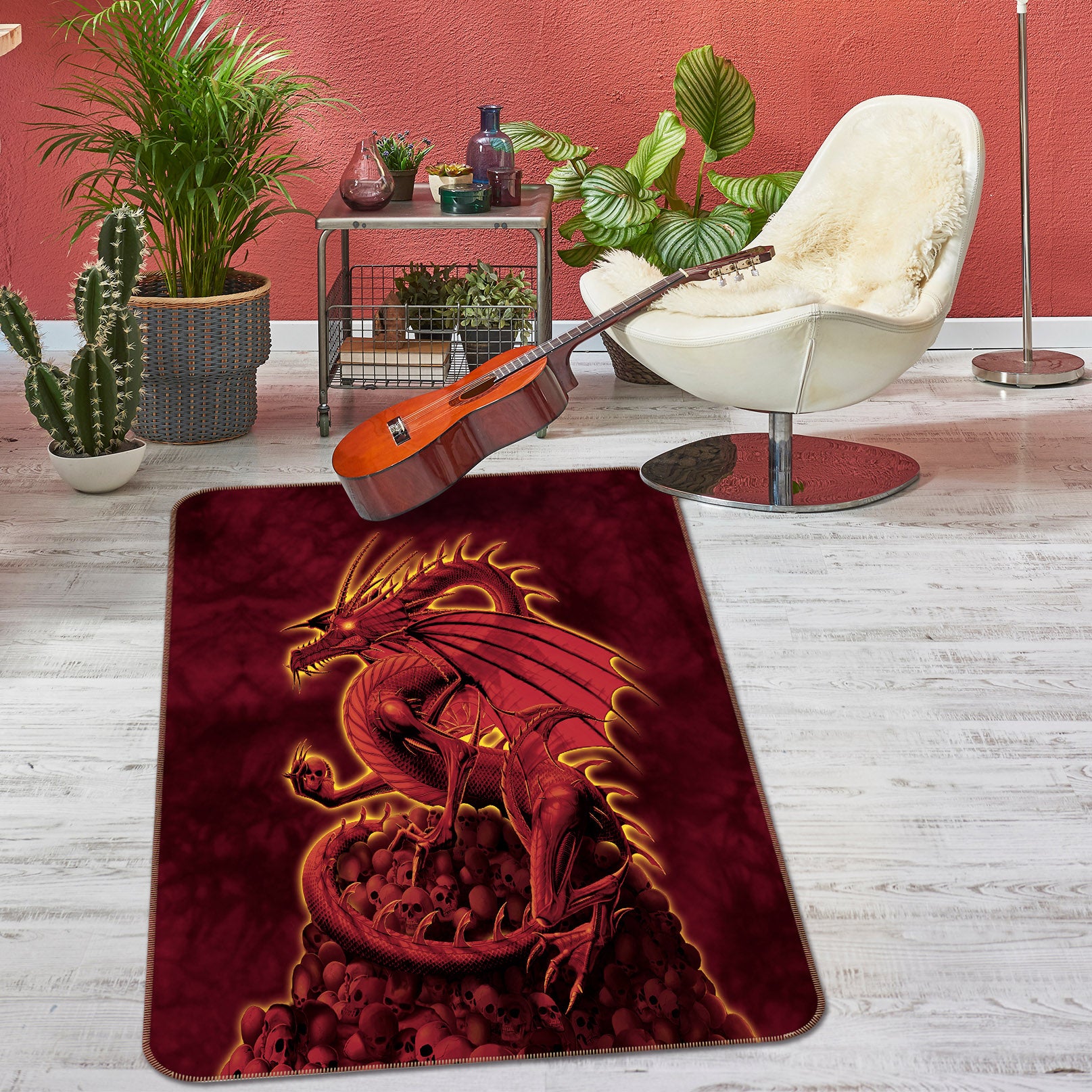 3D Red Dragon 84193 Vincent Hie Rug Non Slip Rug Mat