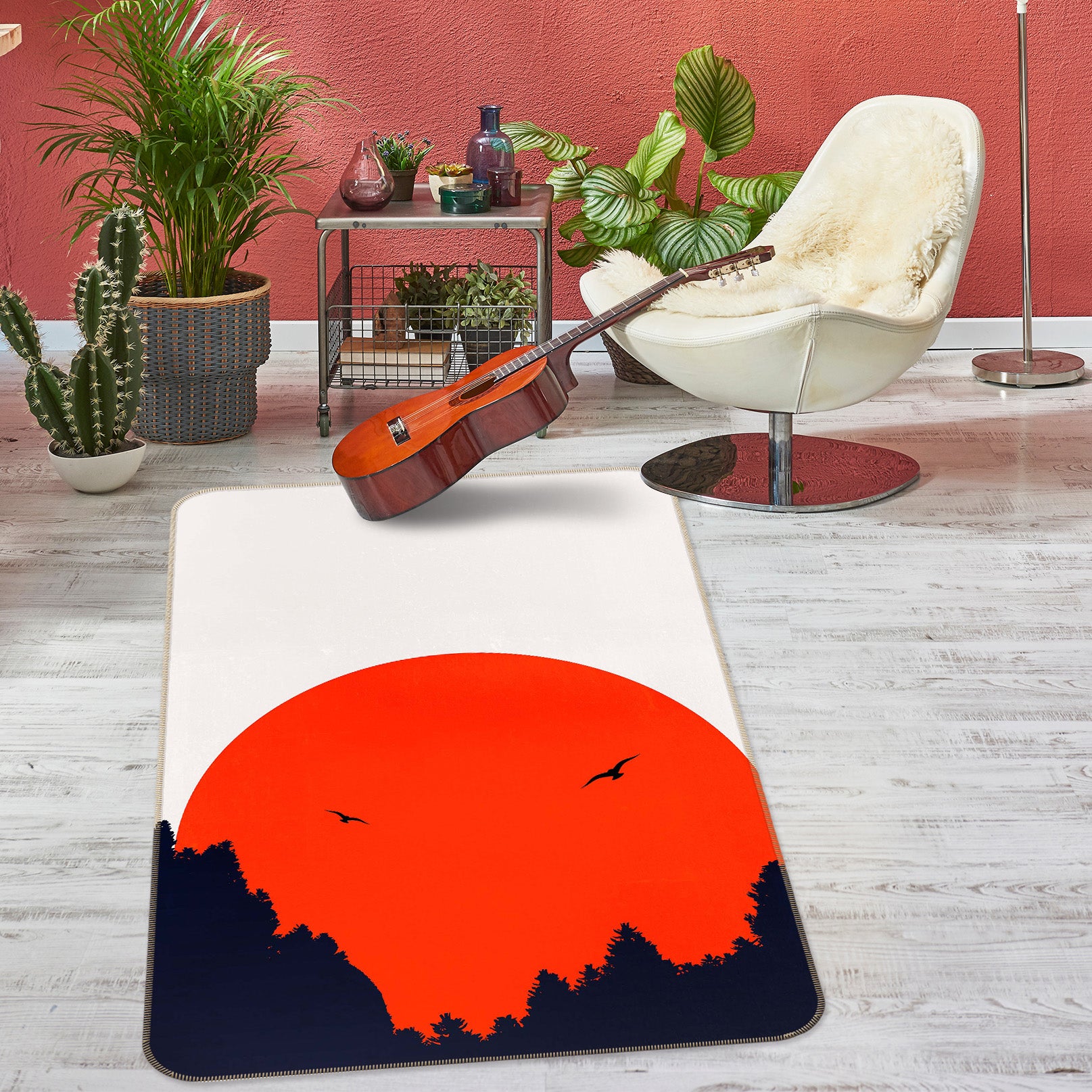 3D Sunset Forest 1133 Boris Draschoff Rug Non Slip Rug Mat