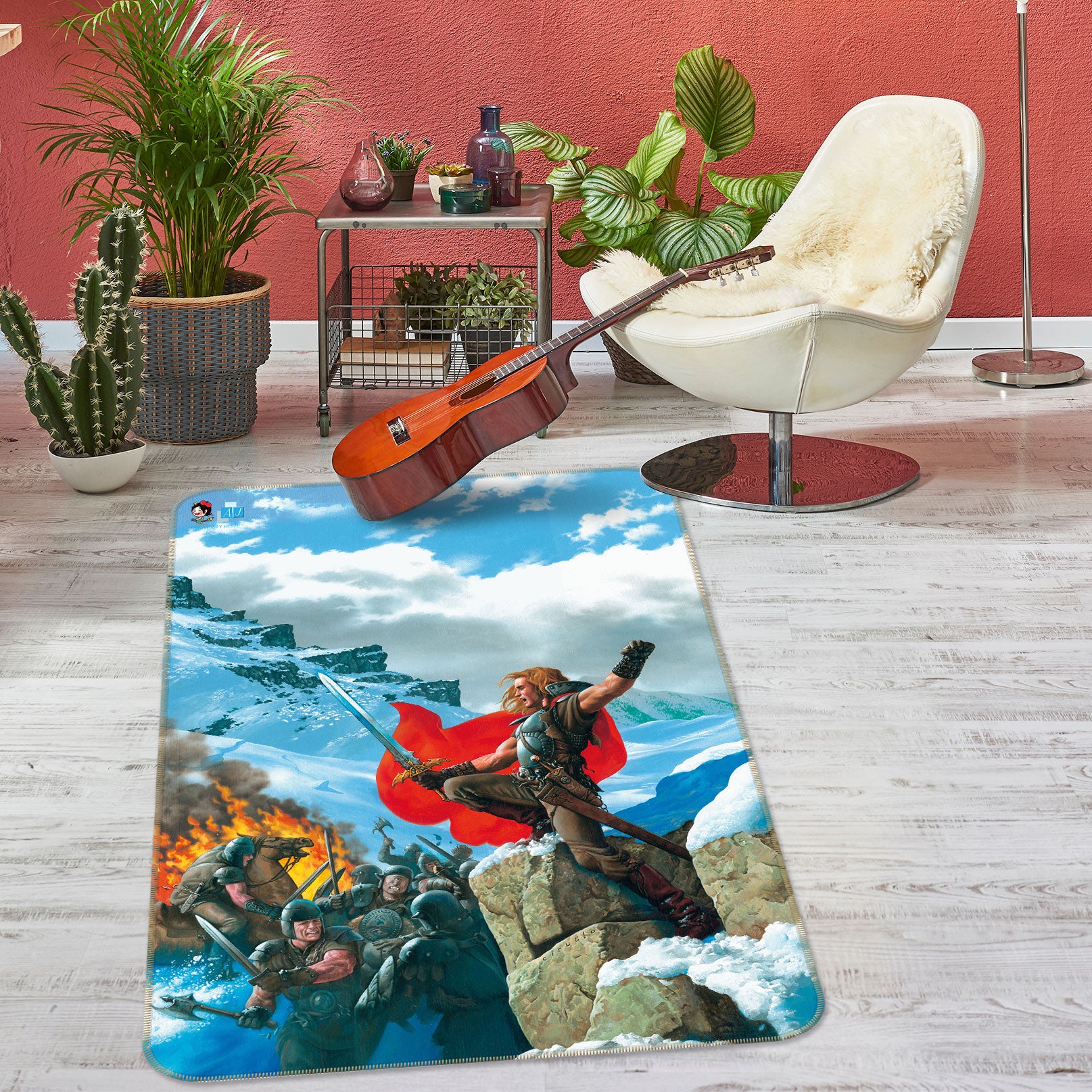 3D Warrior Soldier Sky 5198 Ciruelo Rug Non Slip Rug Mat