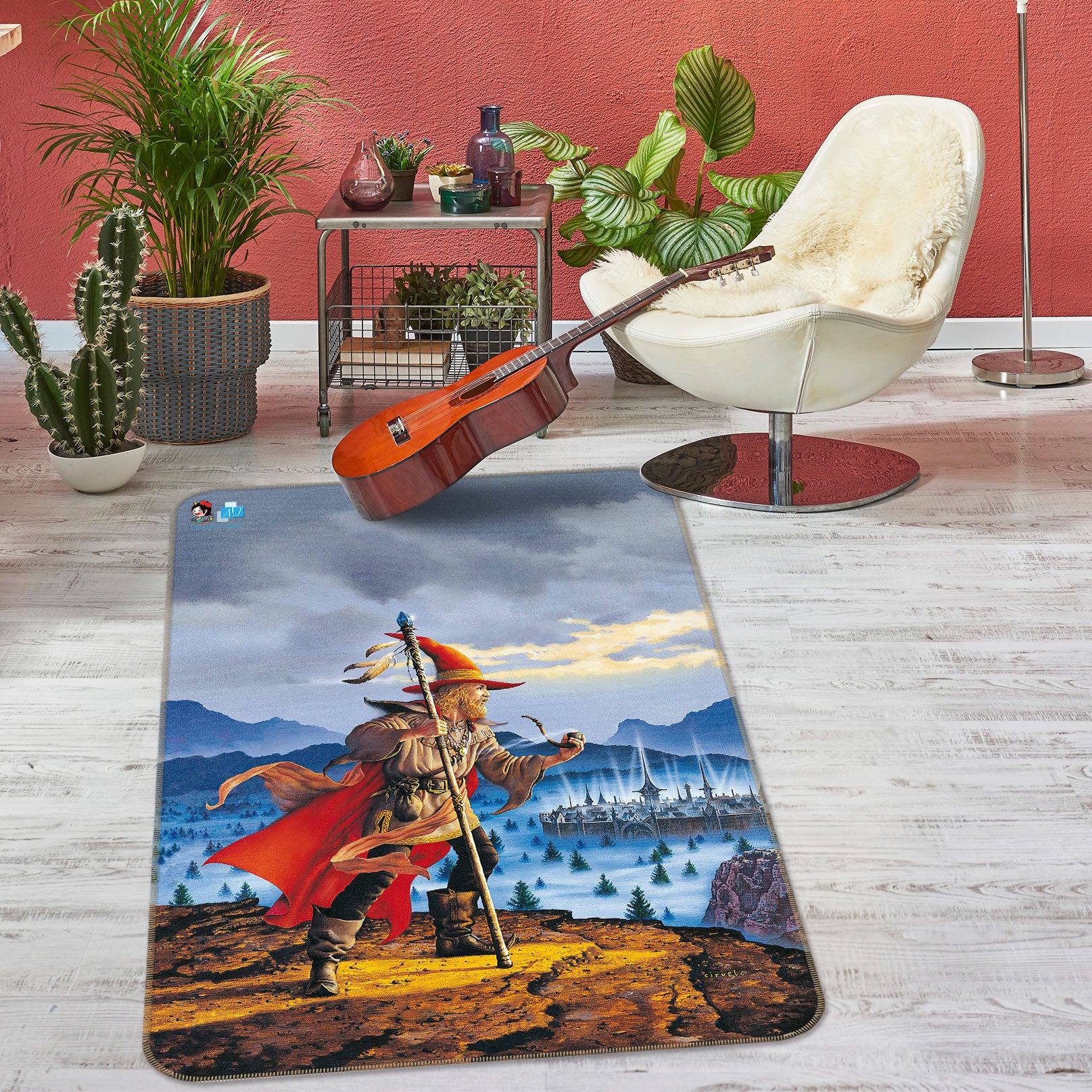 3D Snow Pointed Hat Man 6004 Ciruelo Rug Non Slip Rug Mat