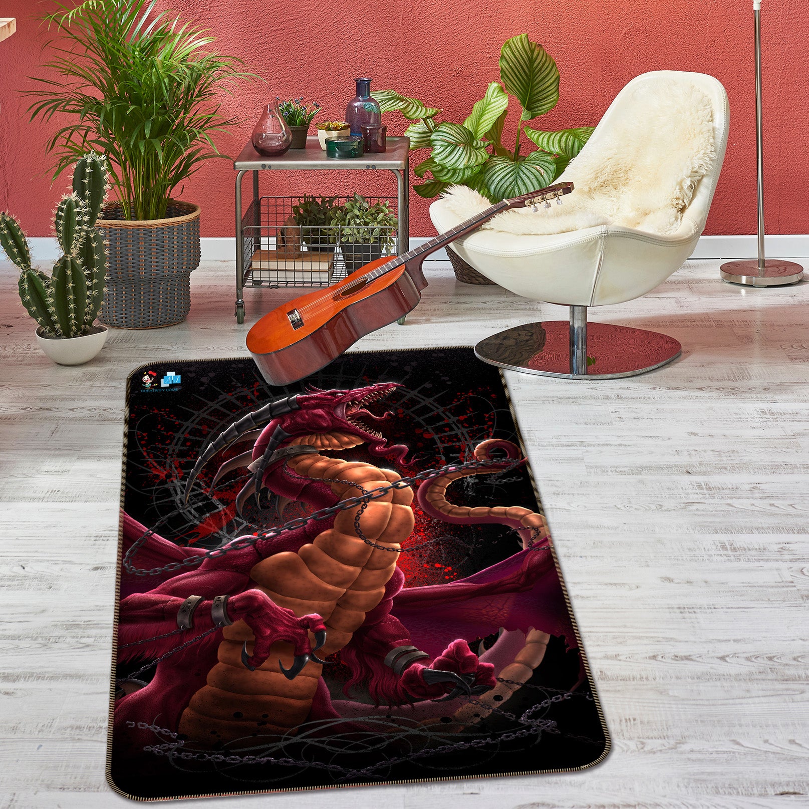 3D Chain Dragon 4144 Tom Wood Rug Non Slip Rug Mat