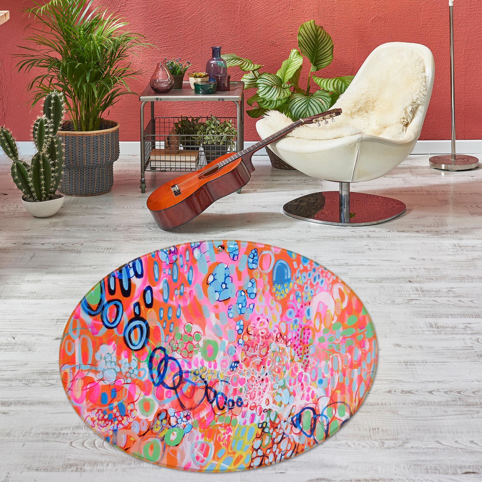 3D Colorful Circle 1357 Misako Chida Rug Round Non Slip Rug Mat