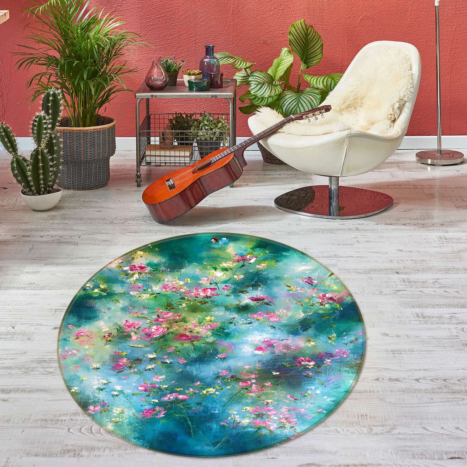 3D Beautiful Bouquet 756 Skromova Marina Rug Round Non Slip Rug Mat