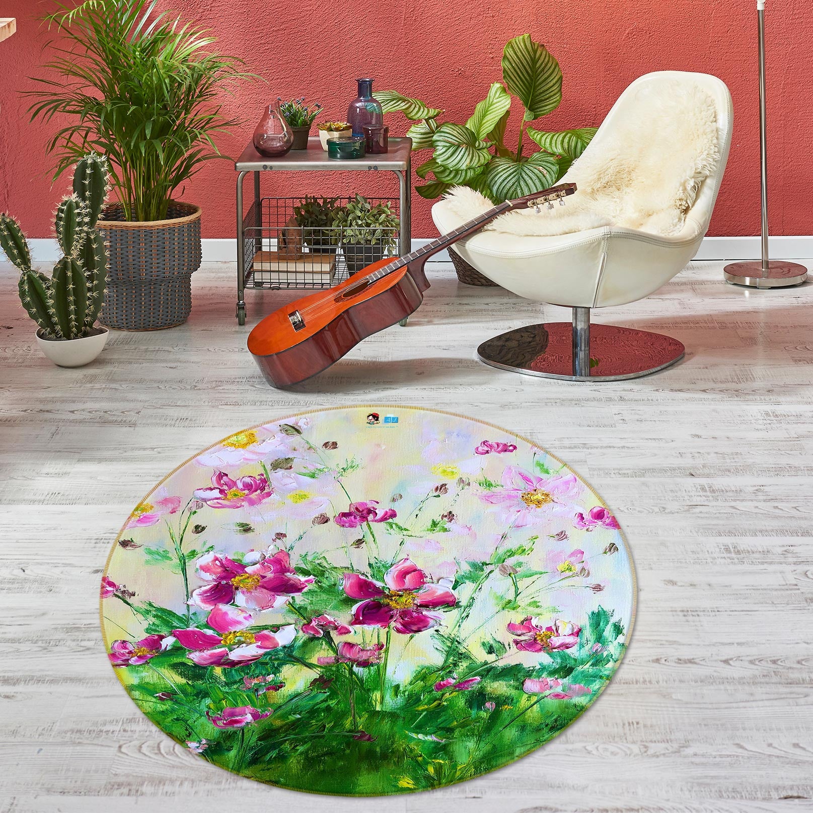 3D Pink Garden 769 Skromova Marina Rug Round Non Slip Rug Mat