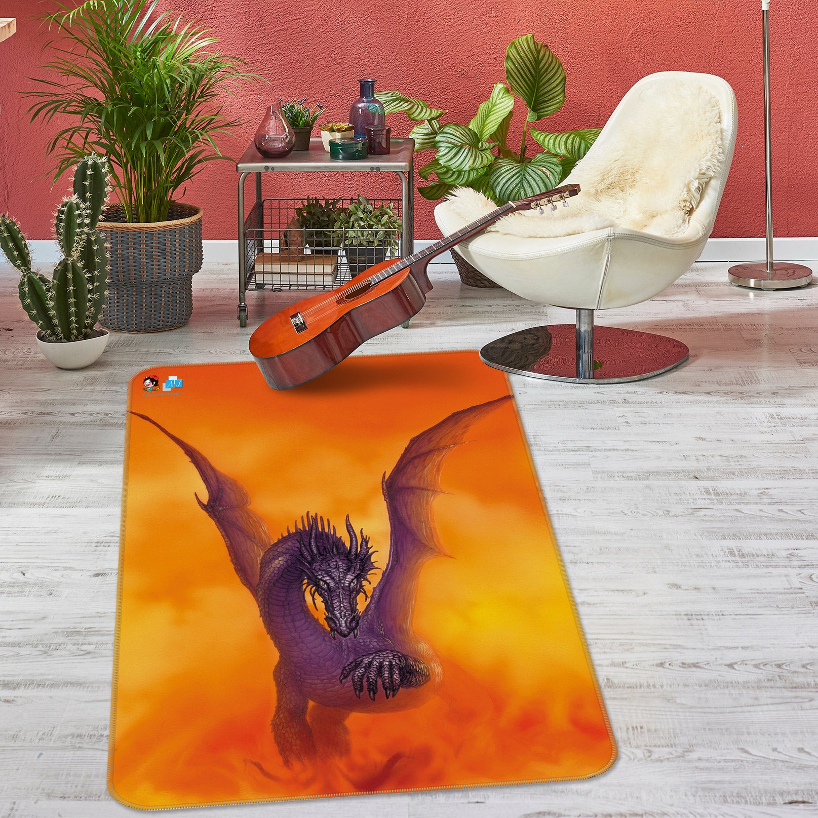 3D Purple Dragon Red Fog 5188 Ciruelo Rug Non Slip Rug Mat