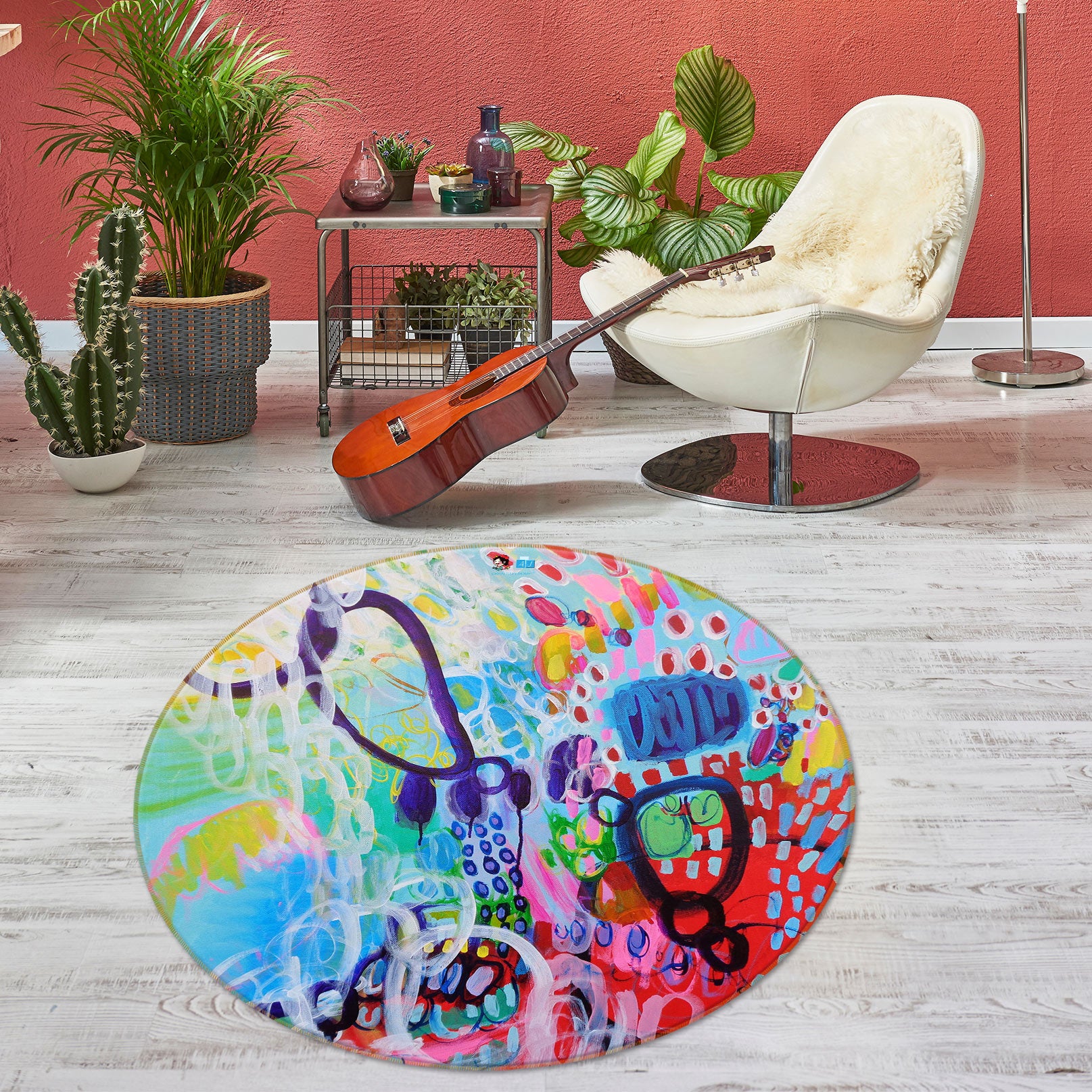 3D Watercolor 1356 Misako Chida Rug Round Non Slip Rug Mat