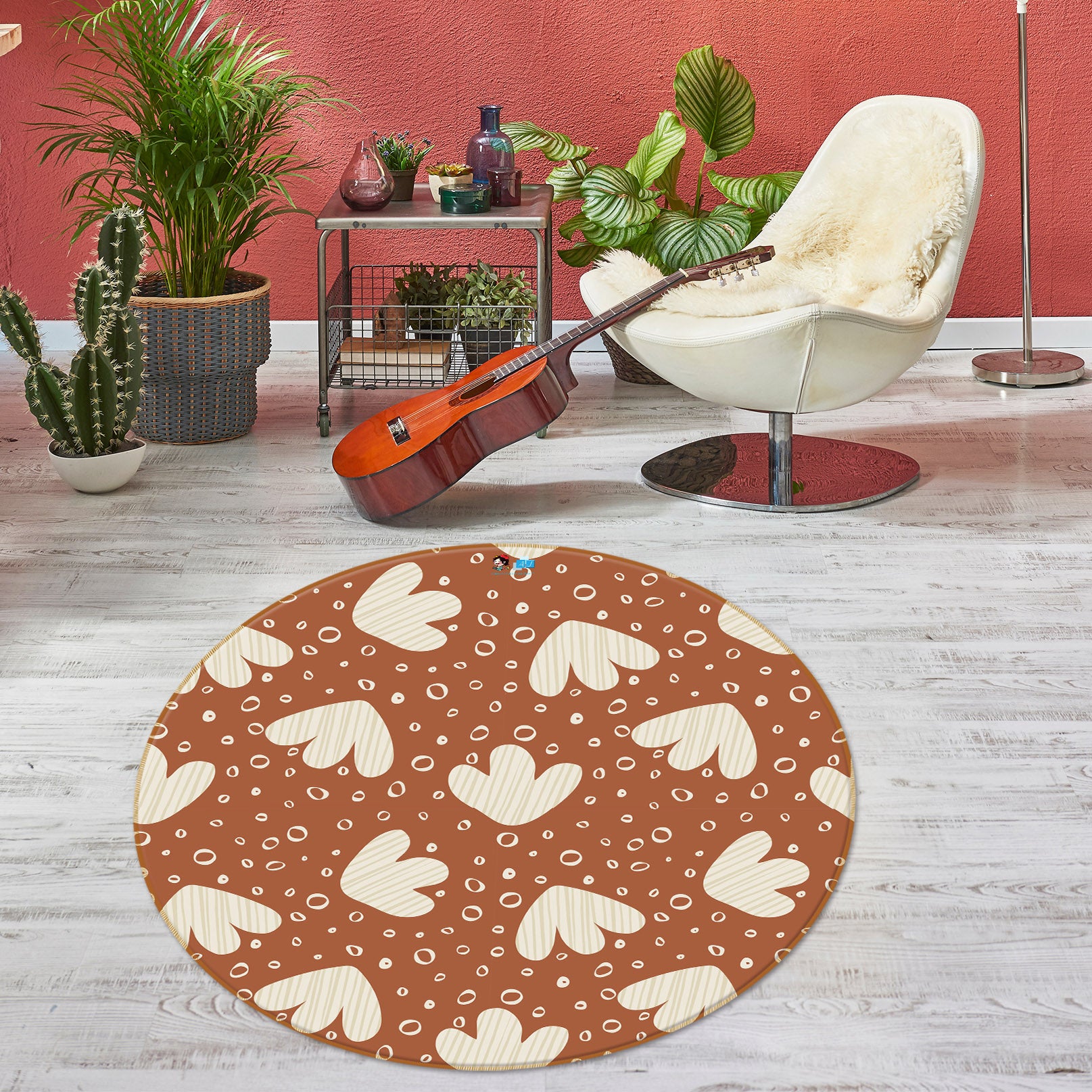 3D Brown Pattern 10531 Kashmira Jayaprakash Rug Round Non Slip Rug Mat