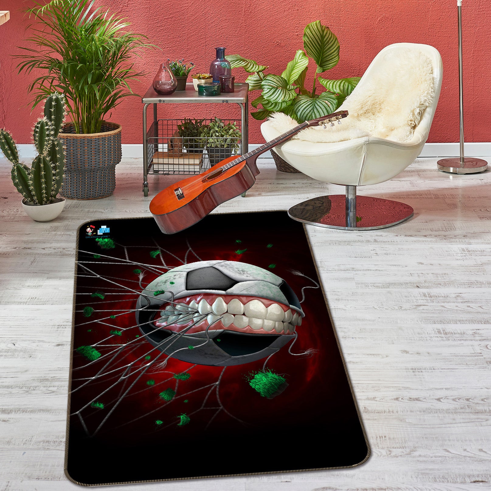 3D Teeth Football 4116 Tom Wood Rug Non Slip Rug Mat