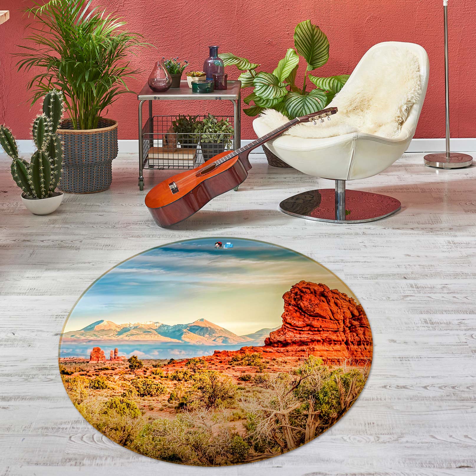 3D Mountains 5007 Beth Sheridan Rug Round Non Slip Rug Mat