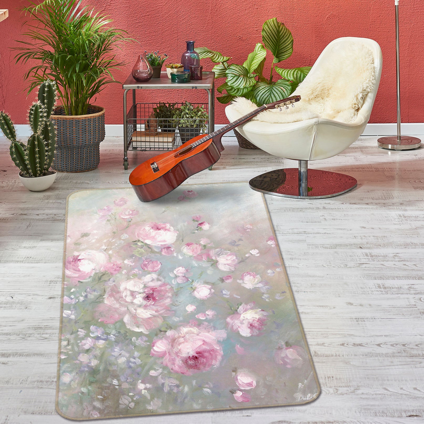 3D Rose Petal 1179 Debi Coules Rug Non Slip Rug Mat