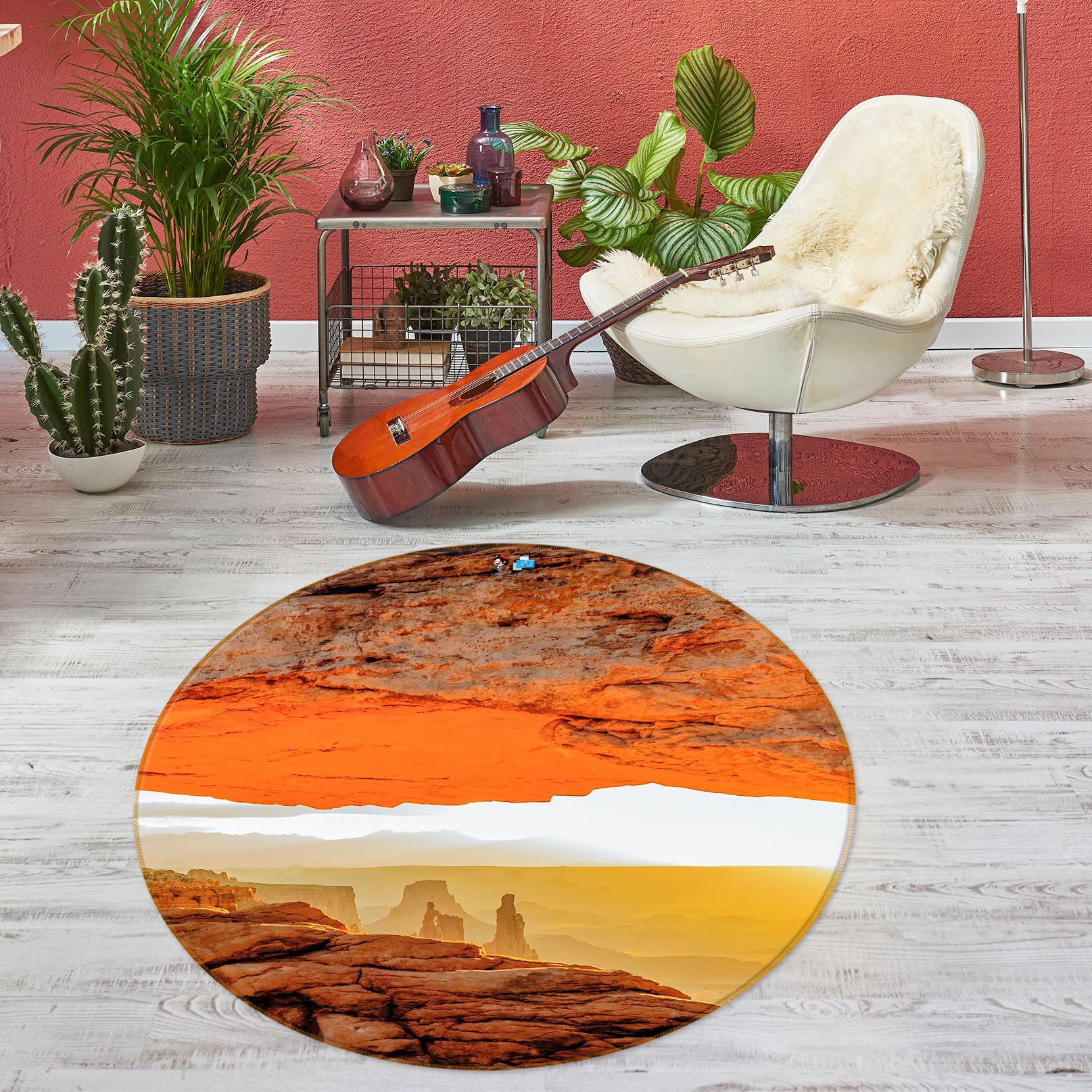 3D Sunset Mountain 5033 Beth Sheridan Rug Round Non Slip Rug Mat