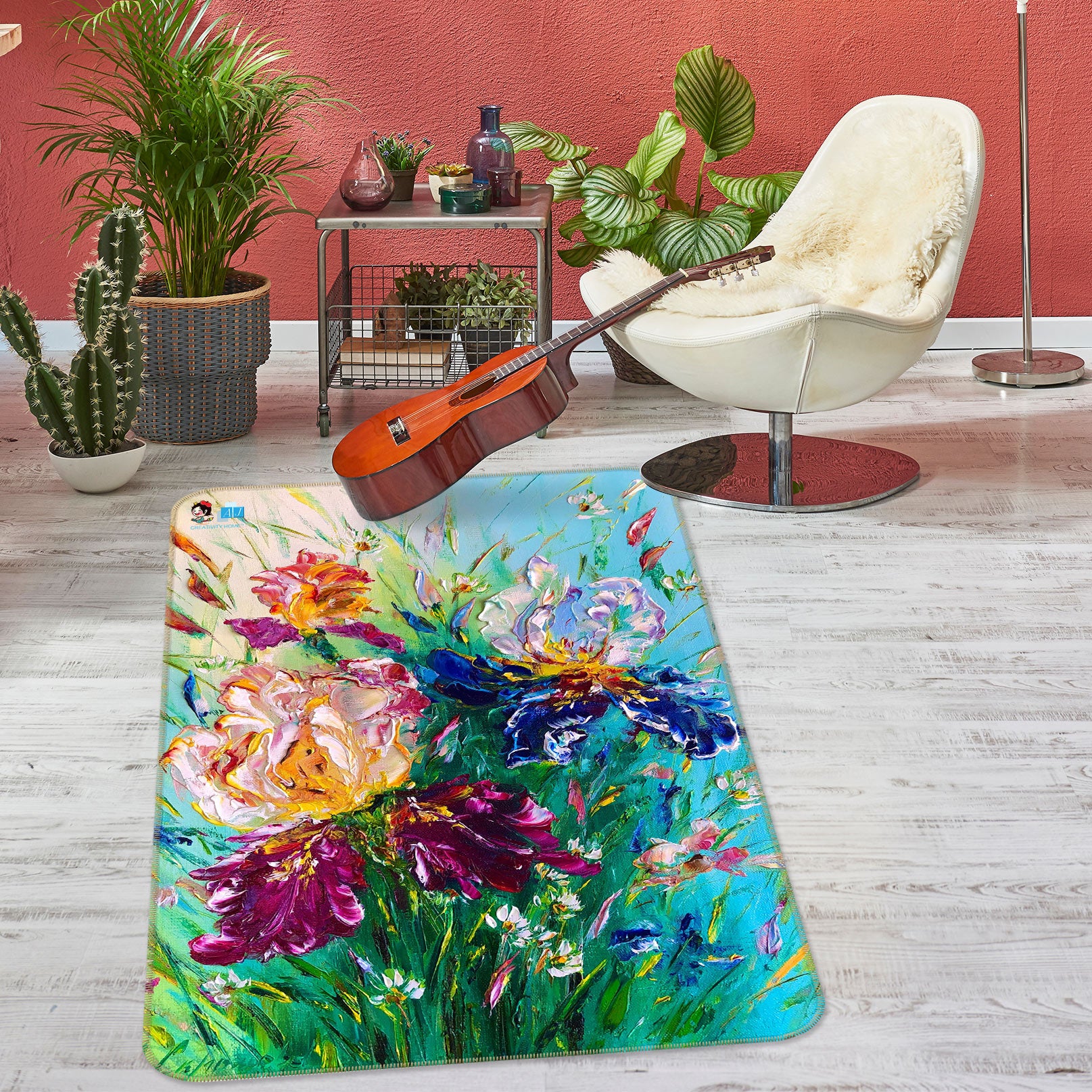 3D Painted Flowers 1178 Skromova Marina Rug Non Slip Rug Mat