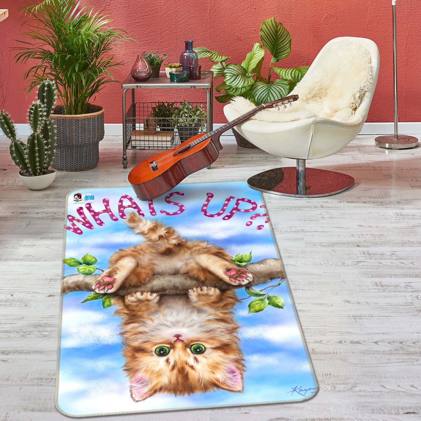 3D Cat Branch 5701 Kayomi Harai Rug Non Slip Rug Mat