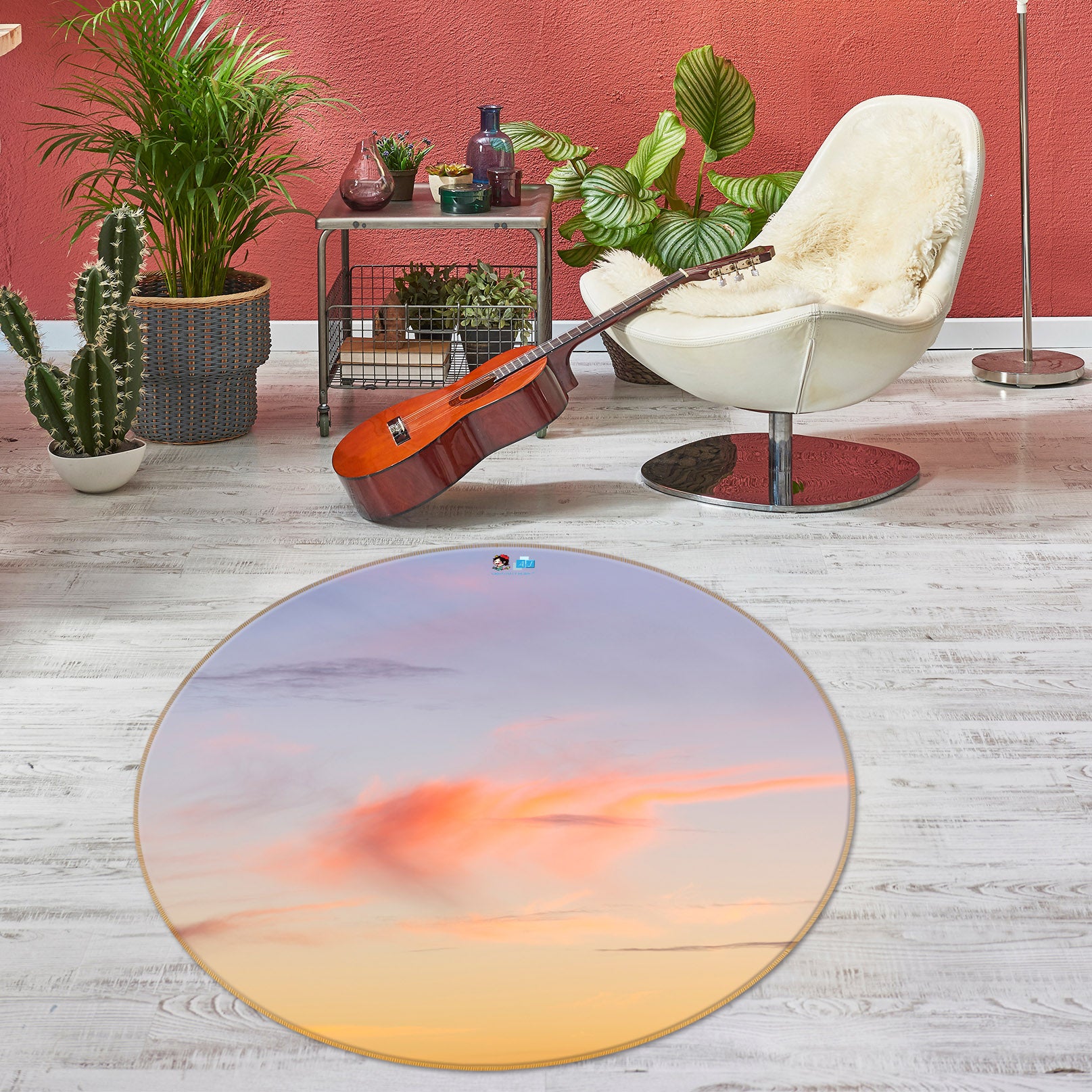 3D Beautiful Clouds 7418 Assaf Frank Rug Round Non Slip Rug Mat