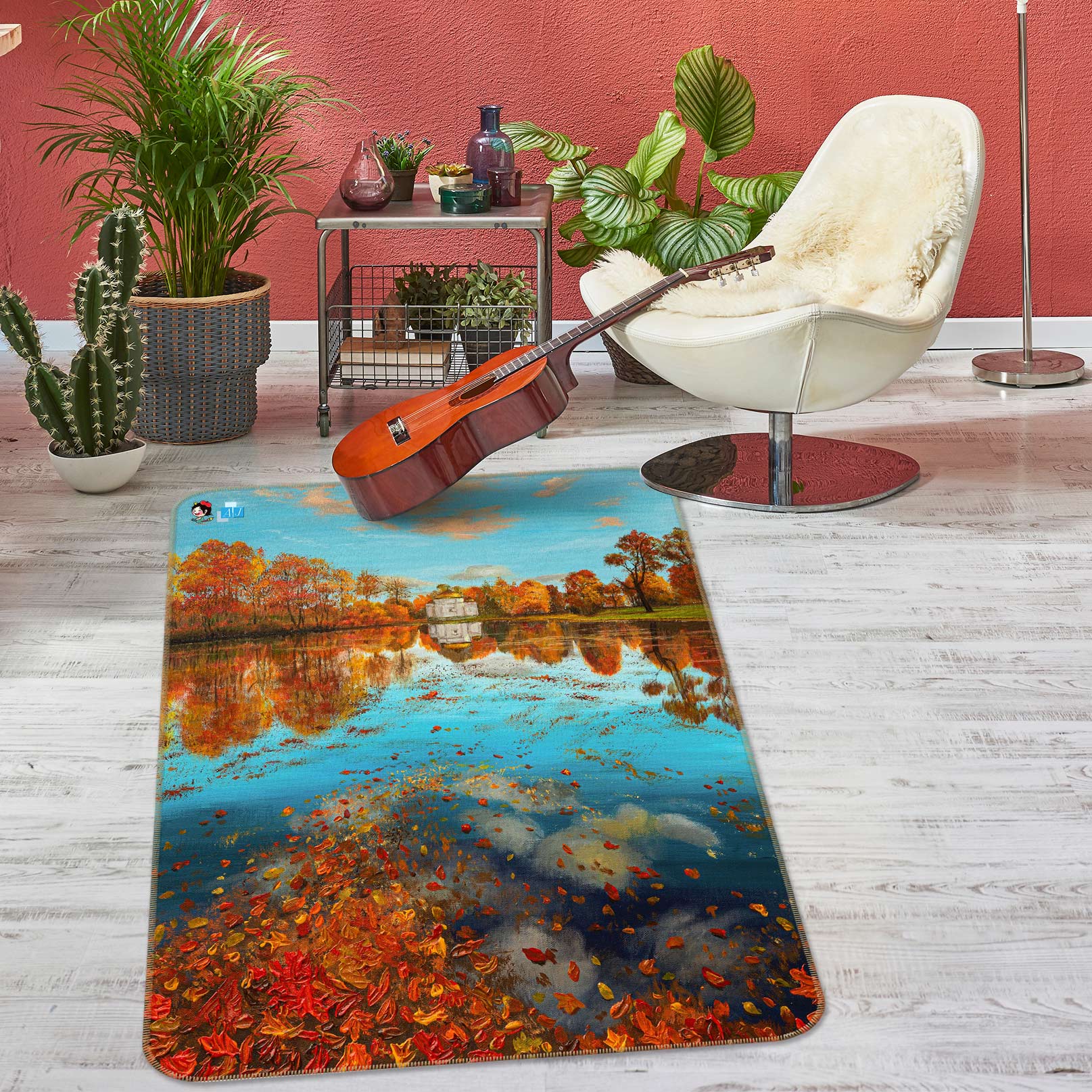 3D Lake Tree 1897 Marina Zotova Rug Non Slip Rug Mat