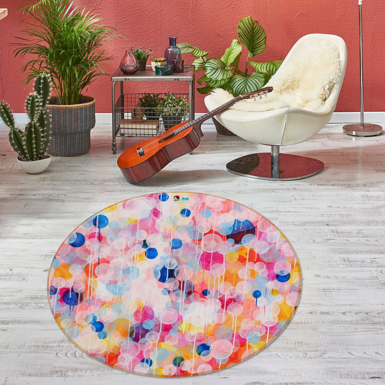 3D Colorful Balloons 1380 Misako Chida Rug Round Non Slip Rug Mat