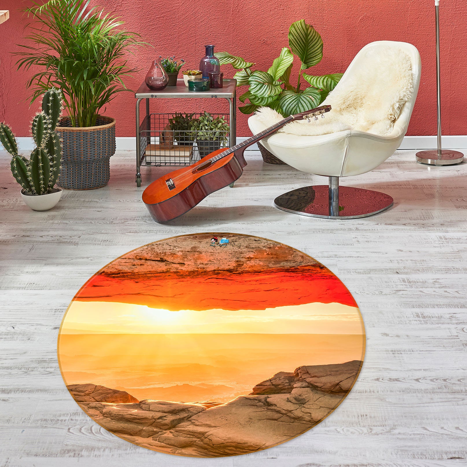 3D Sunshine Mountain 5031 Beth Sheridan Rug Round Non Slip Rug Mat