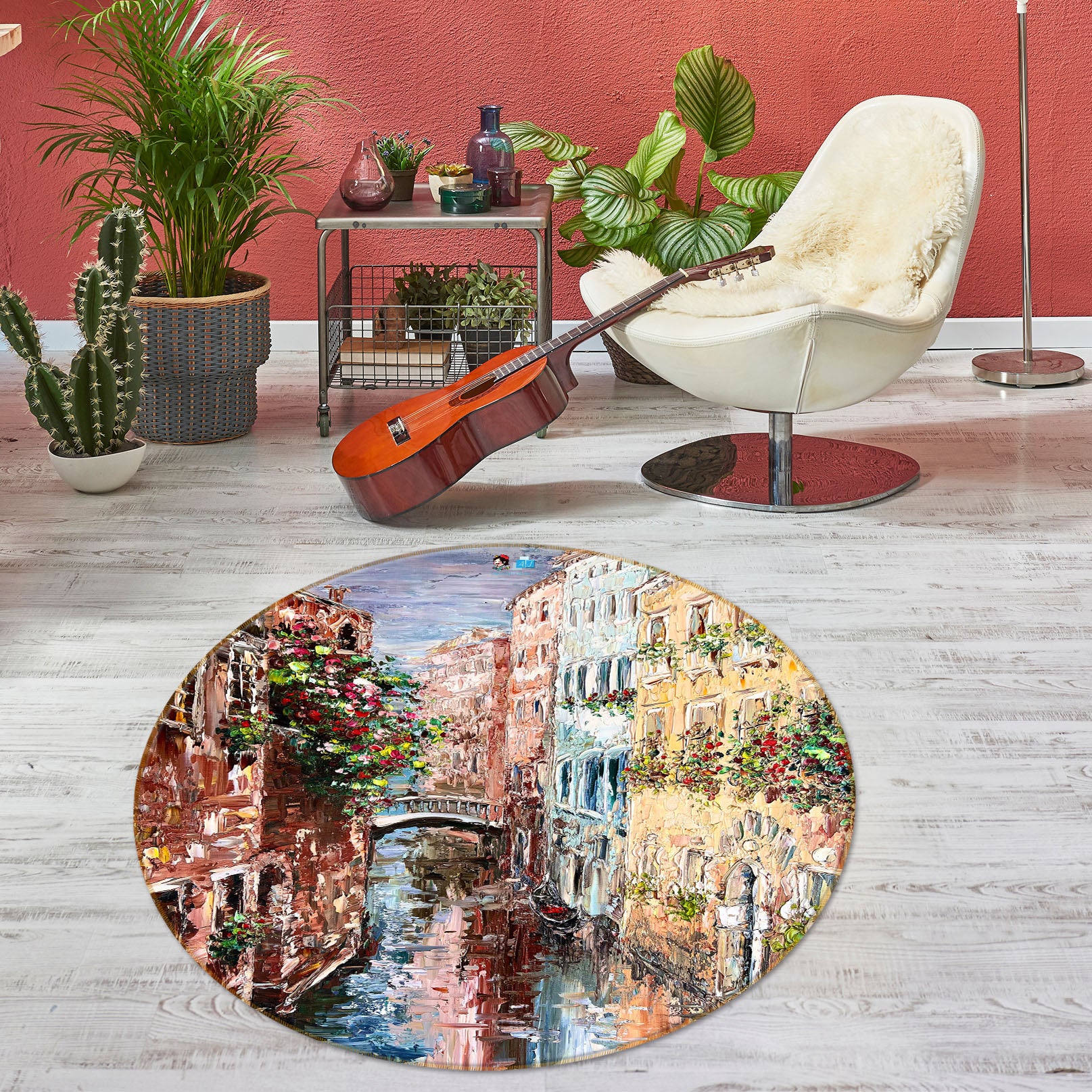 3D Oil Painting Town 4031 Skromova Marina Rug Round Non Slip Rug Mat