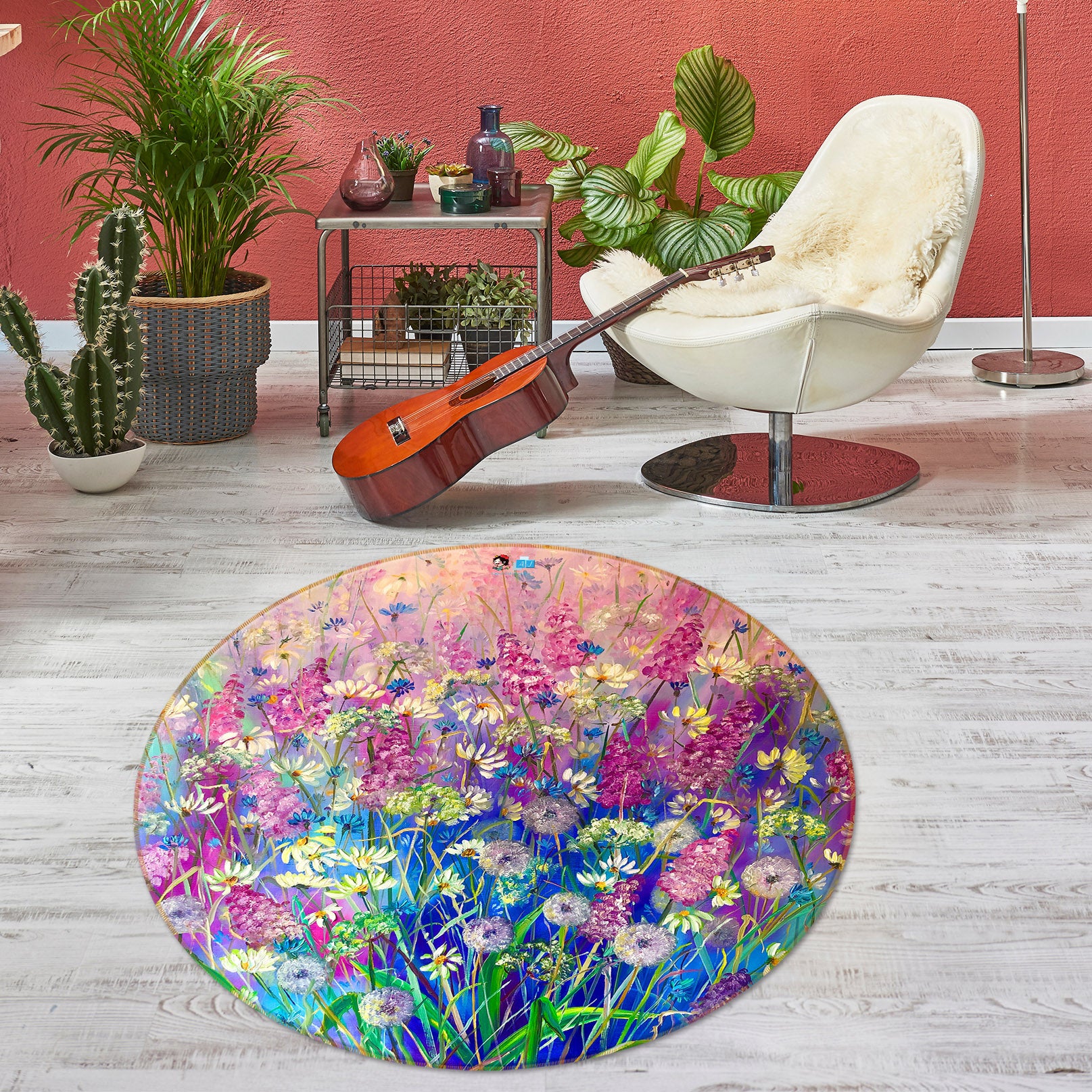 3D Colorful Garden 864 Skromova Marina Rug Round Non Slip Rug Mat