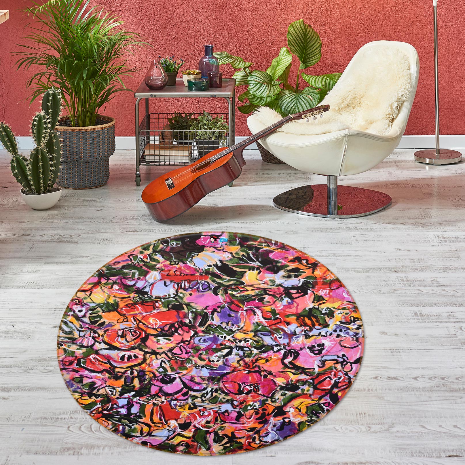 3D Art Graffiti 1393 Misako Chida Rug Round Non Slip Rug Mat