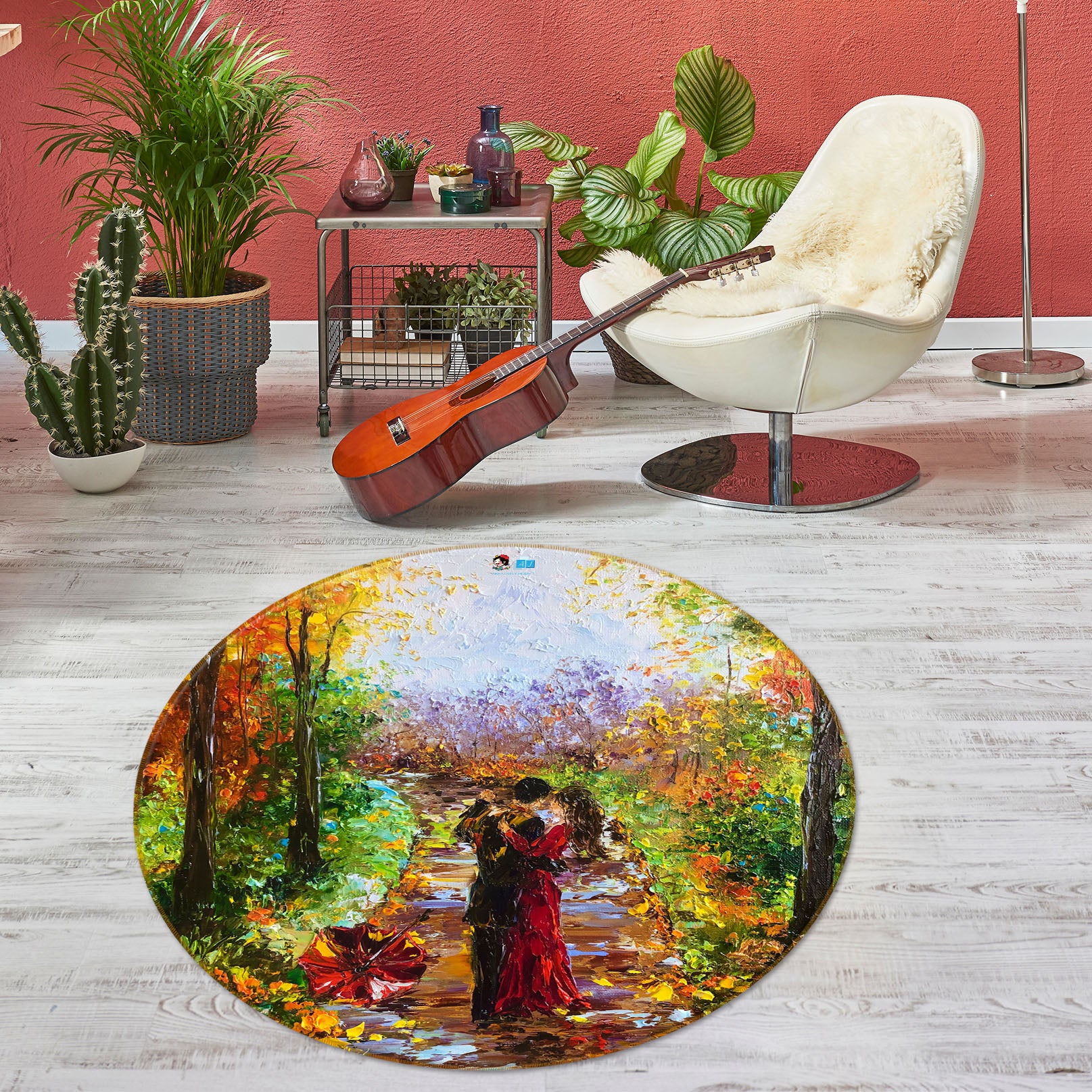 3D Oil Painting Couple 887 Skromova Marina Rug Round Non Slip Rug Mat