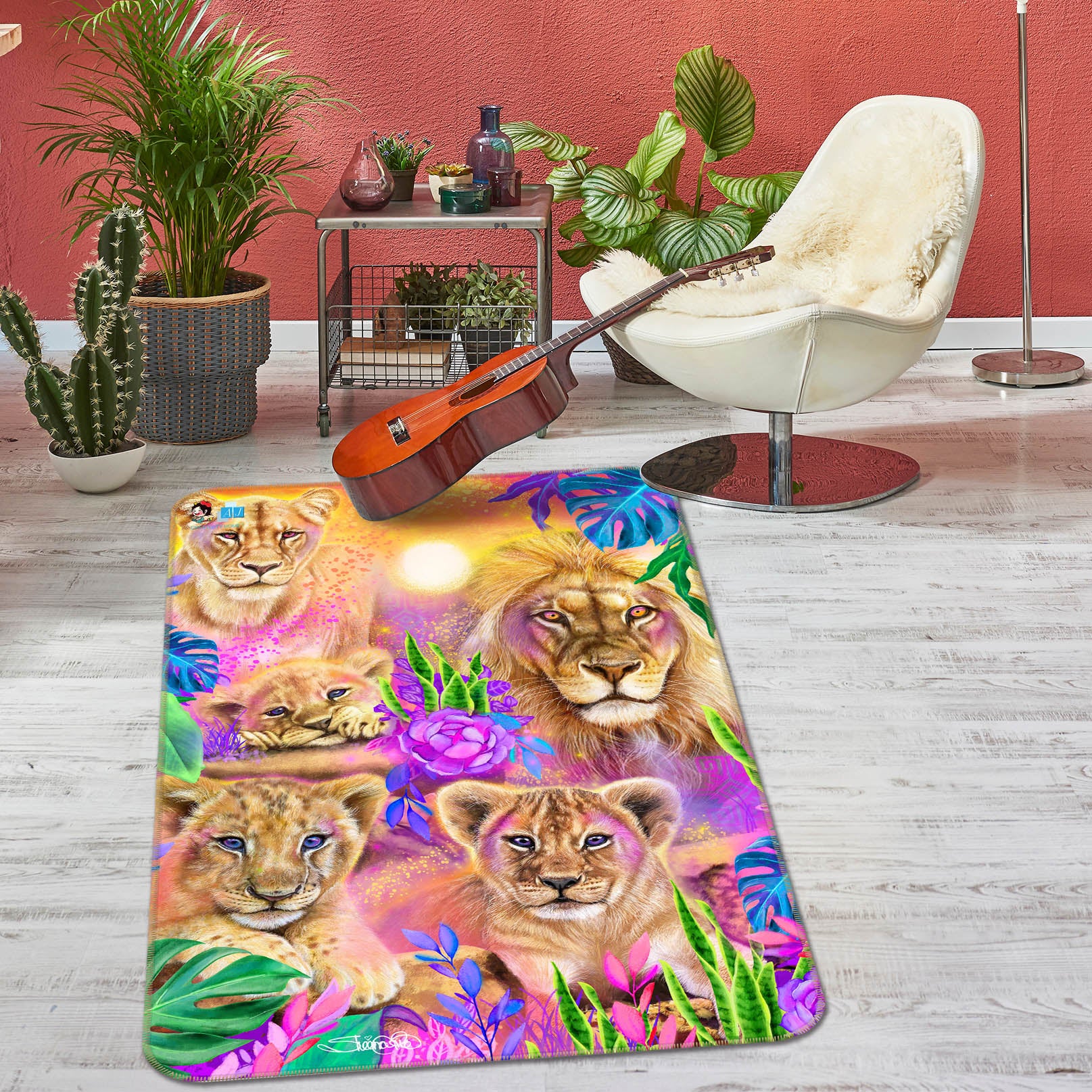 3D Animal Lion 8539 Sheena Pike Rug Non Slip Rug Mat