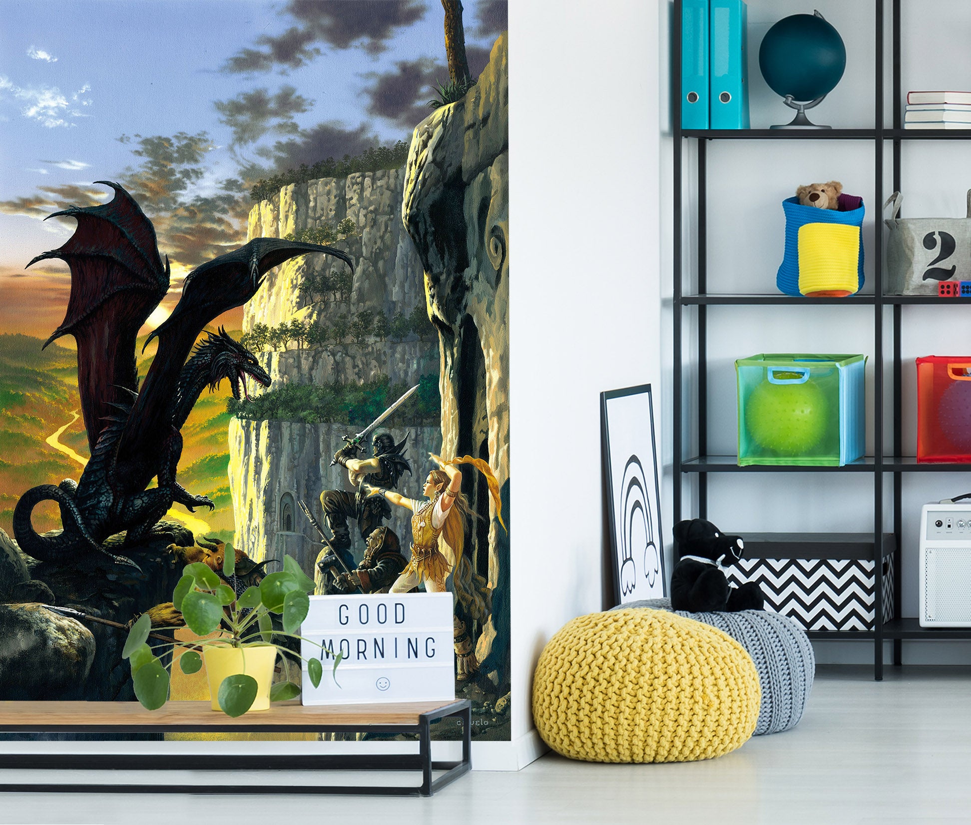 3D Dragon Warrior 7114 Ciruelo Wall Mural Wall Murals