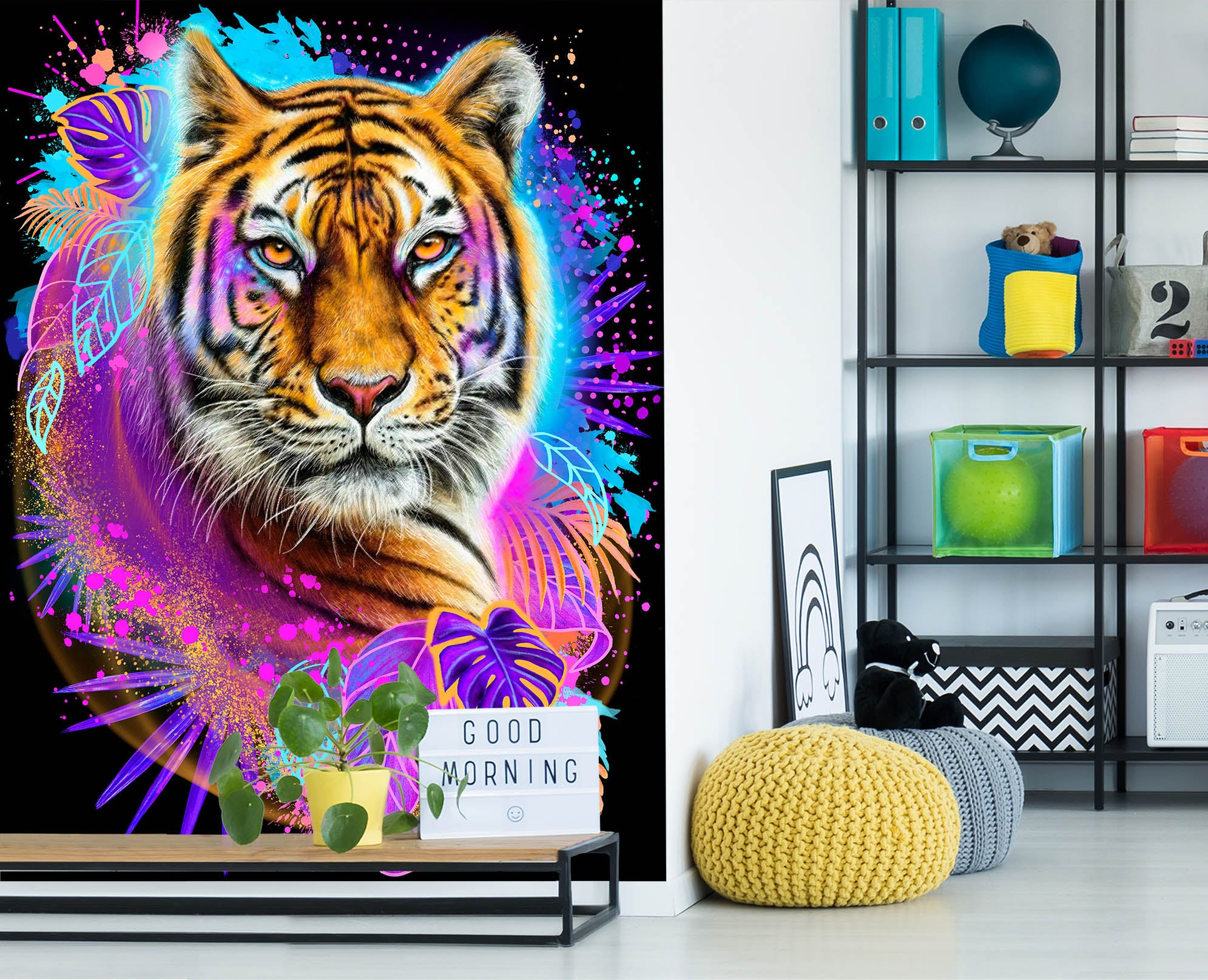 3D Watercolor Tiger 8476 Sheena Pike Wall Mural Wall Murals