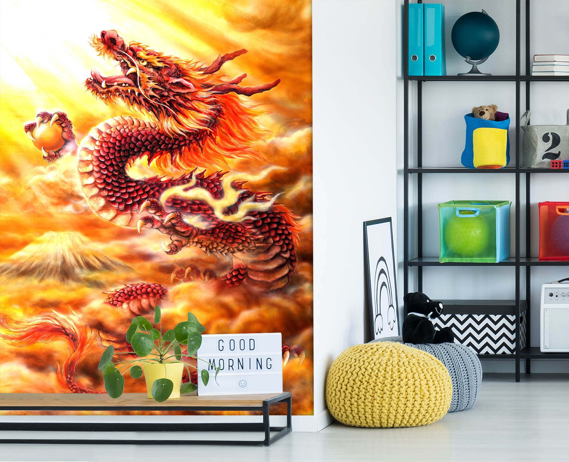 3D Red Dragon 5567 Kayomi Harai Wall Mural Wall Murals