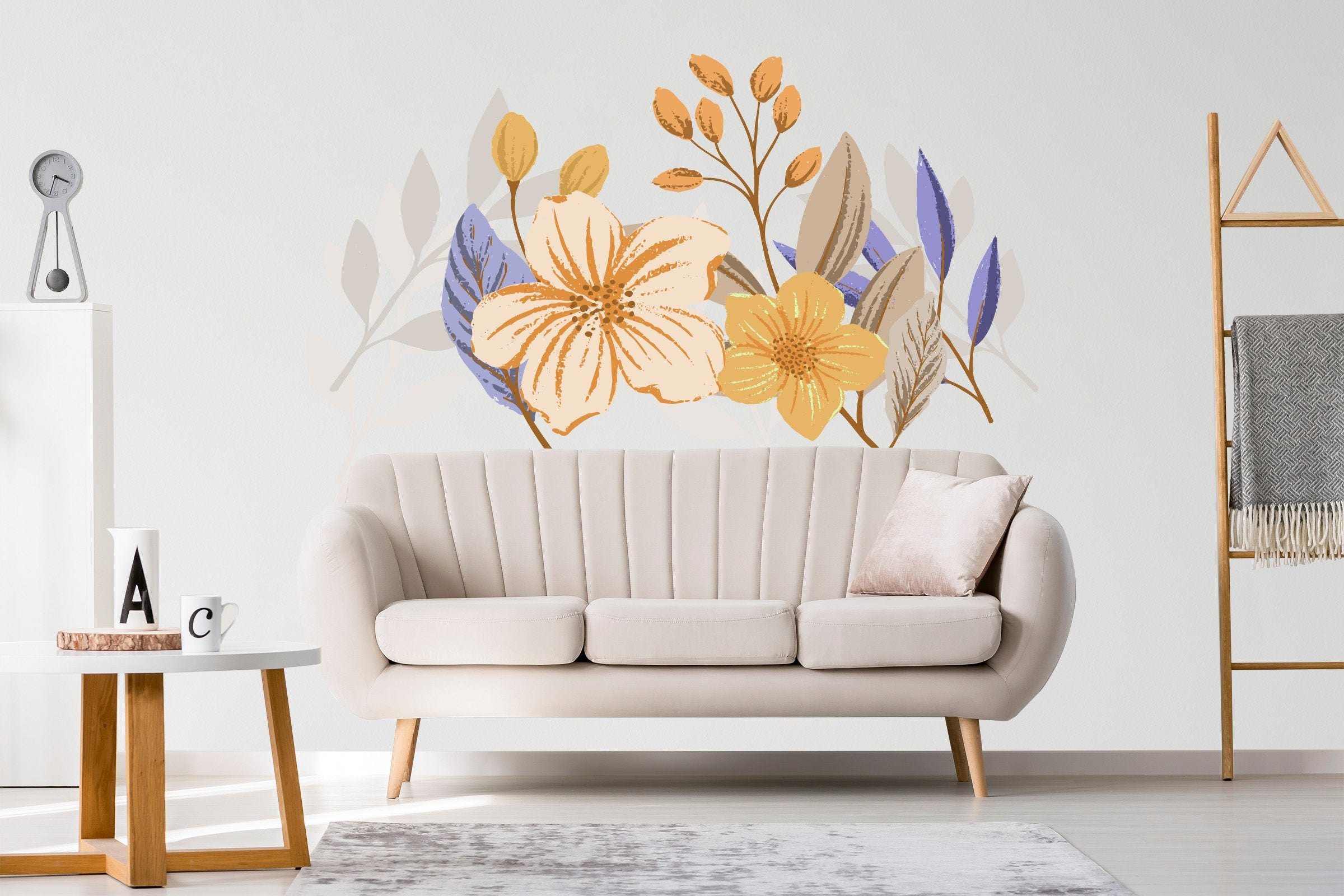 3D Graffiti Orange Flower 195 Wall Stickers Wallpaper AJ Wallpaper 