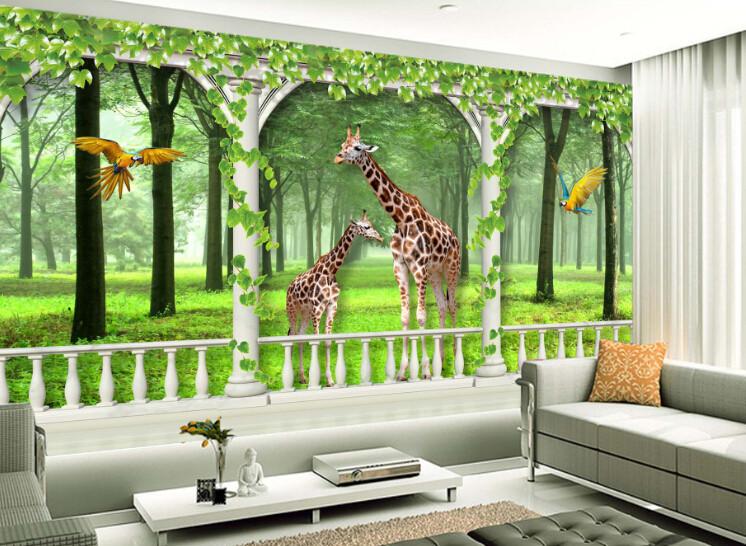 3D Fence Forest Deer Wallpaper AJ Wallpaper 1 