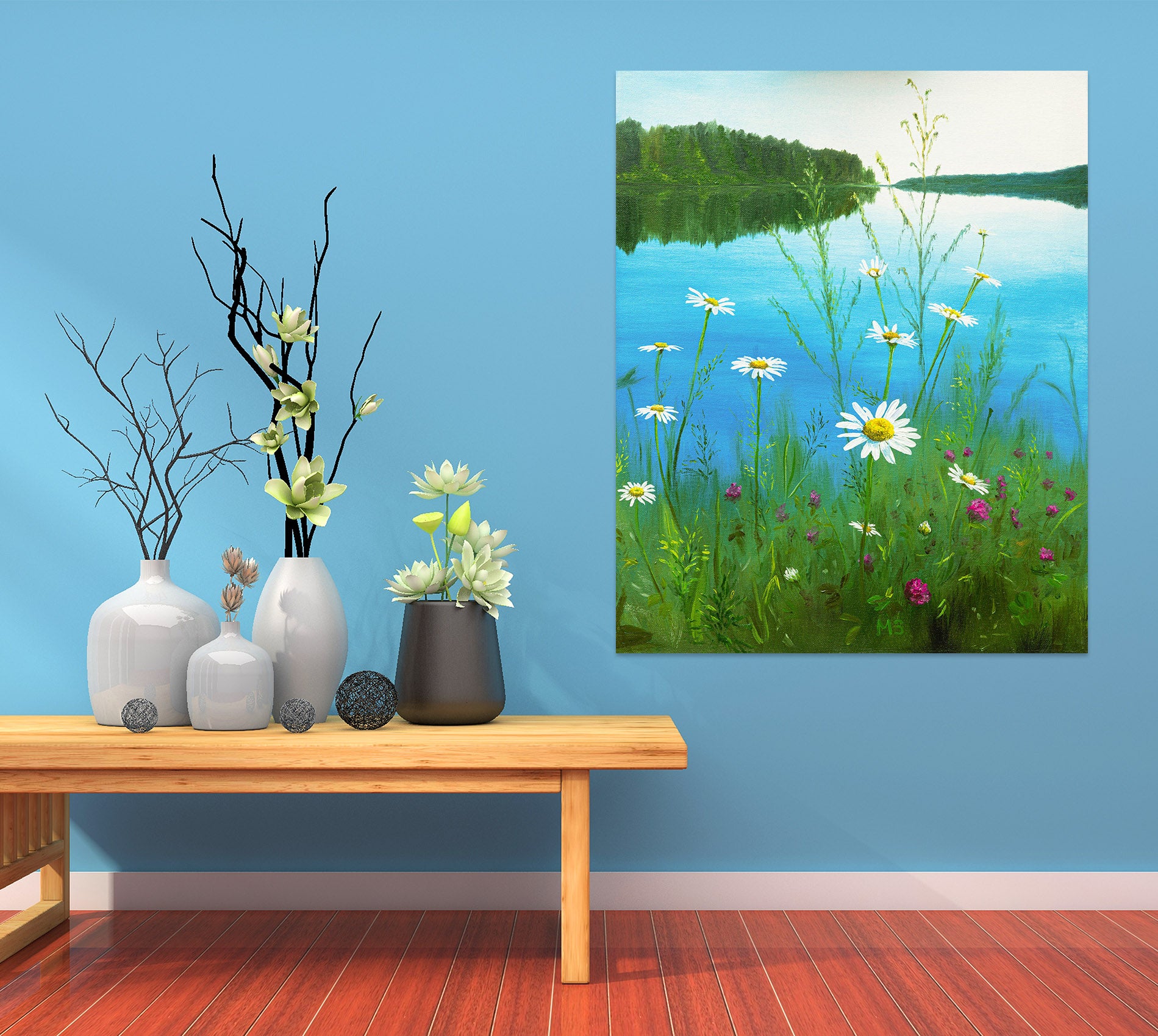 3D River Flower Bush 1822 Marina Zotova Wall Sticker