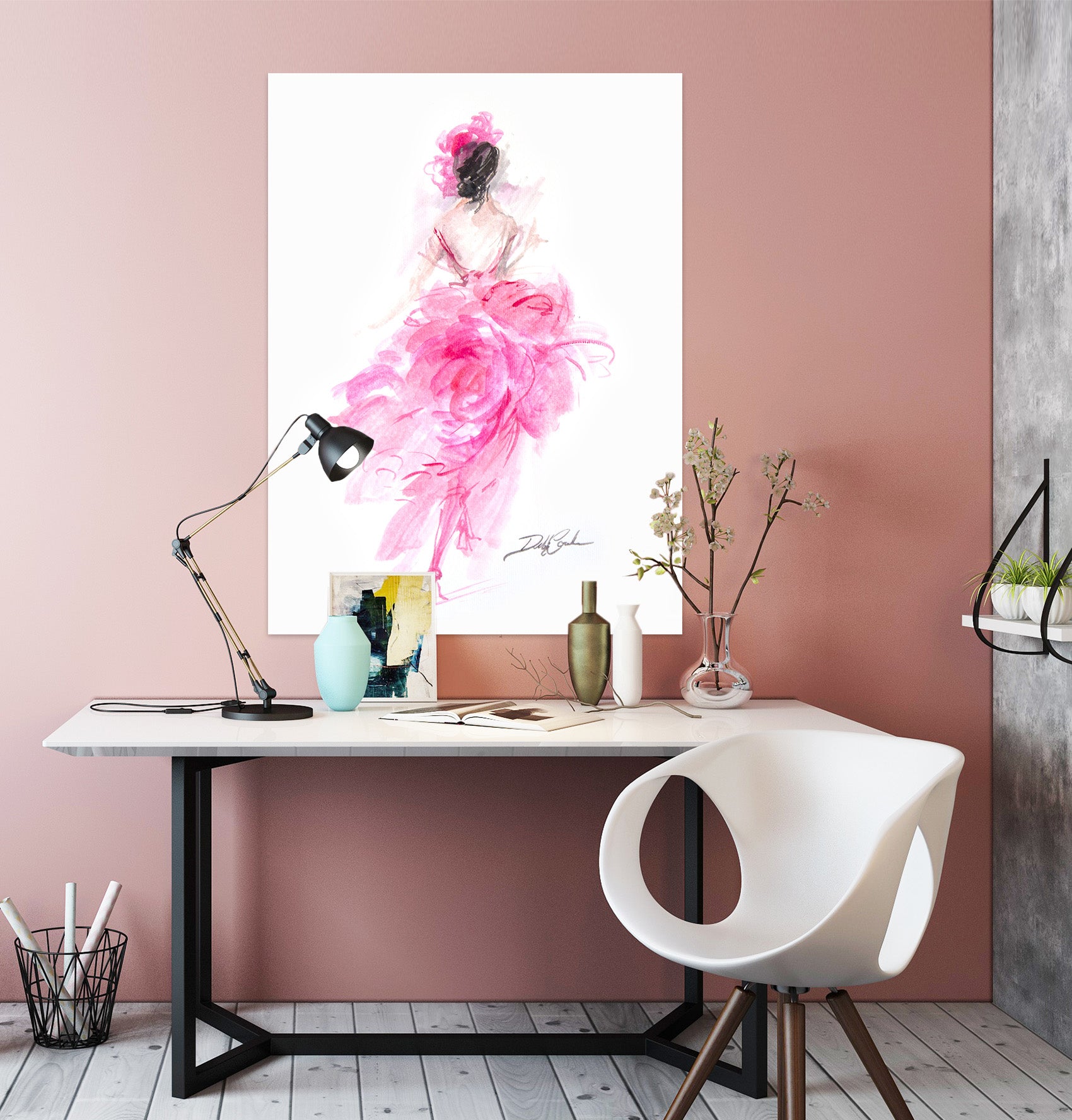 3D Women Pink Skirt 0127 Debi Coules Wall Sticker