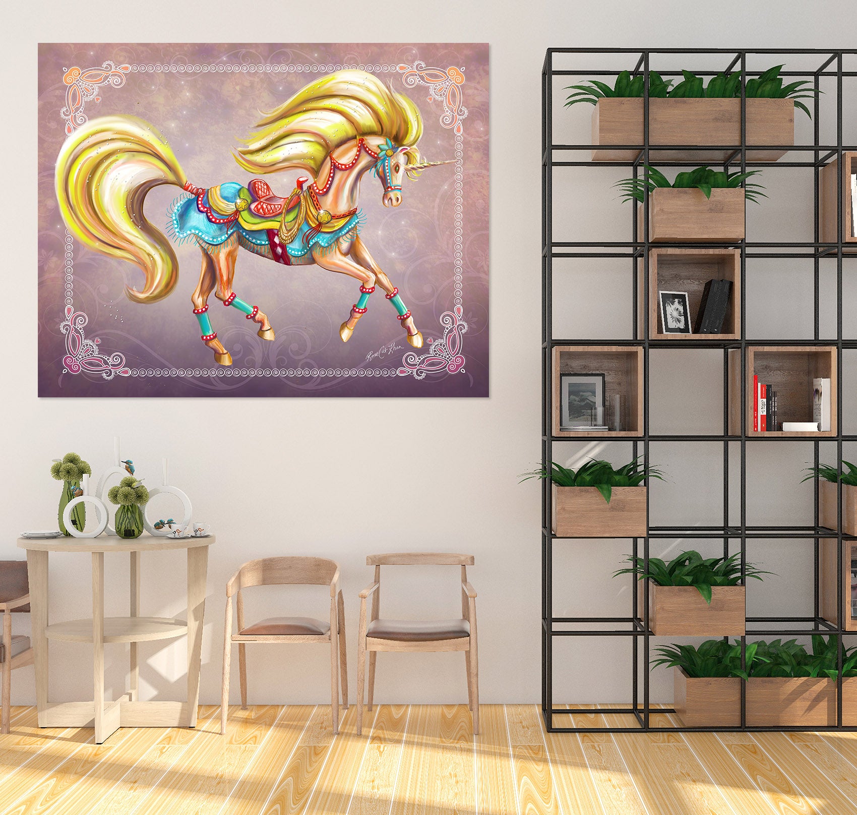 3D Golden Unicorn 206 Rose Catherine Khan Wall Sticker