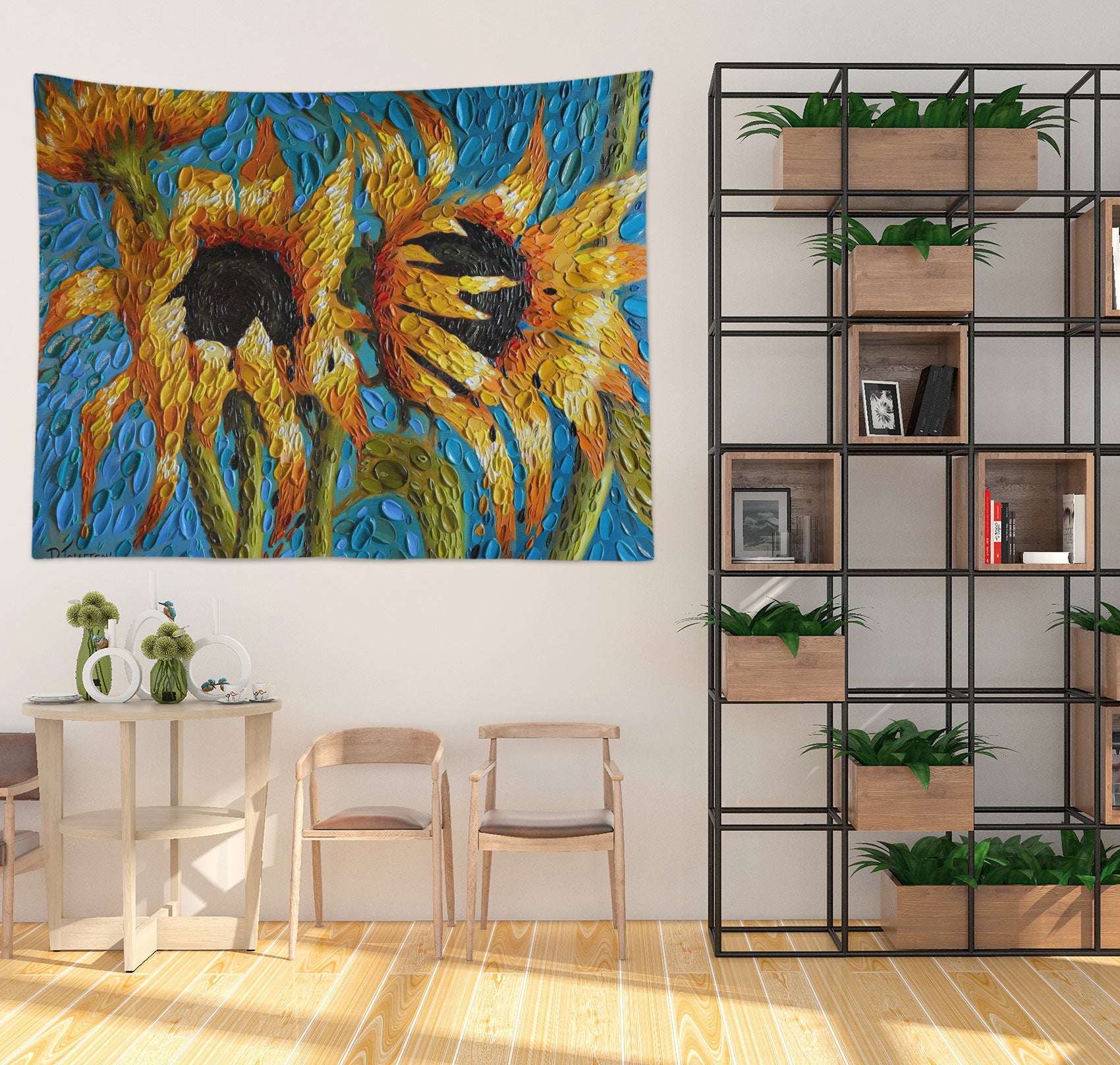 3D Sunflower Painting 11822 Dena Tollefson Tapestry Hanging Cloth Hang