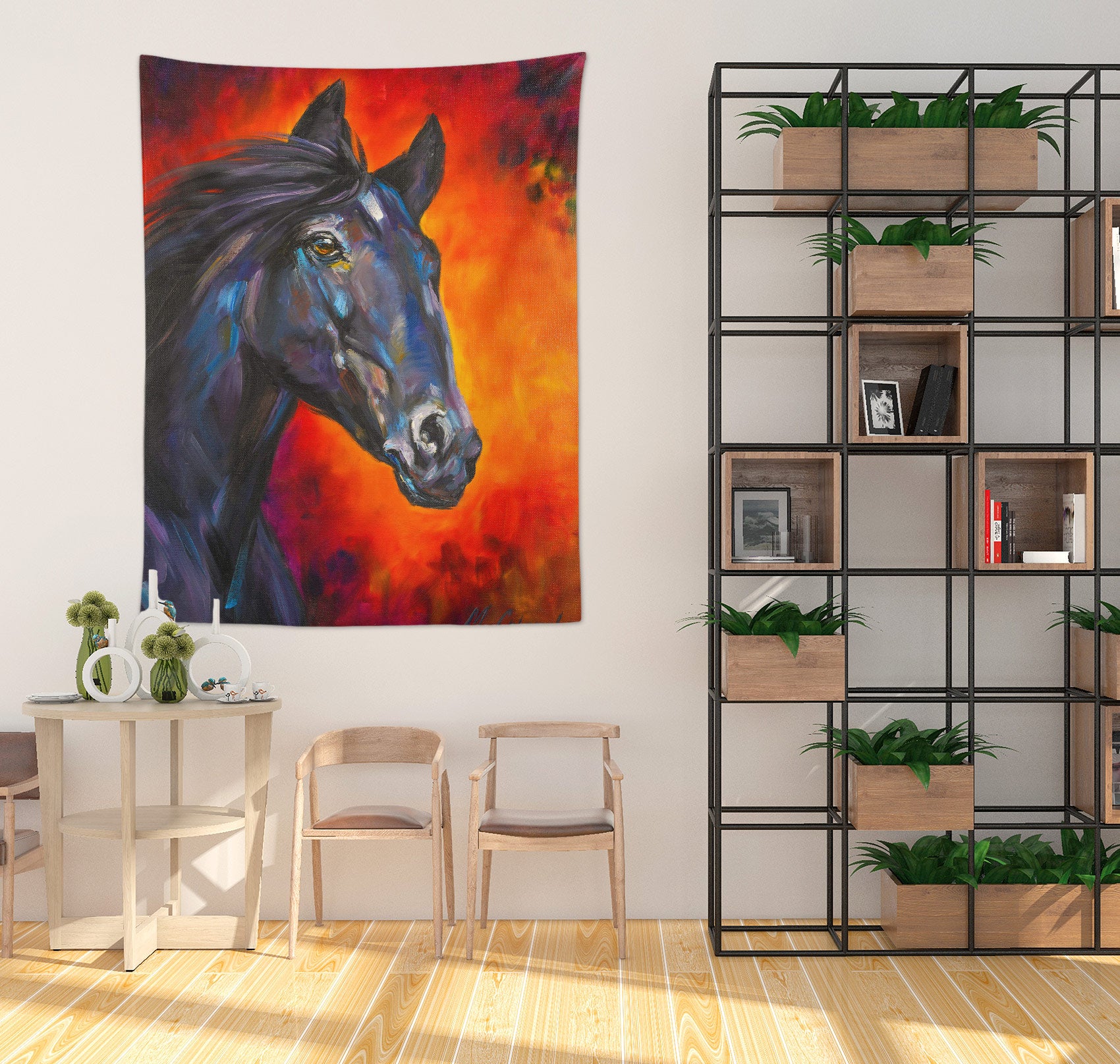 3D Black Horse 3302 Skromova Marina Tapestry Hanging Cloth Hang