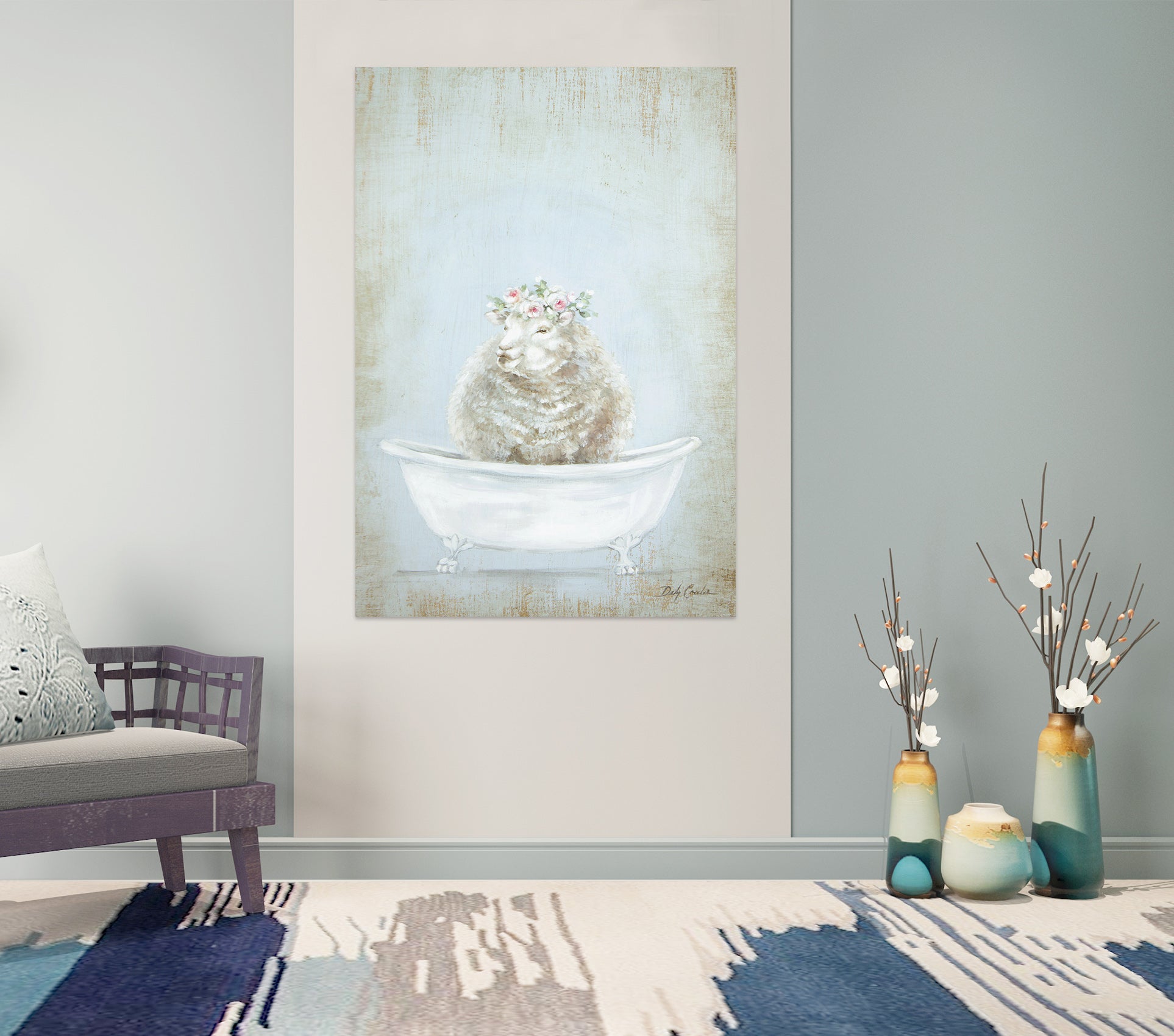 3D Bath Sheep 0137 Debi Coules Wall Sticker