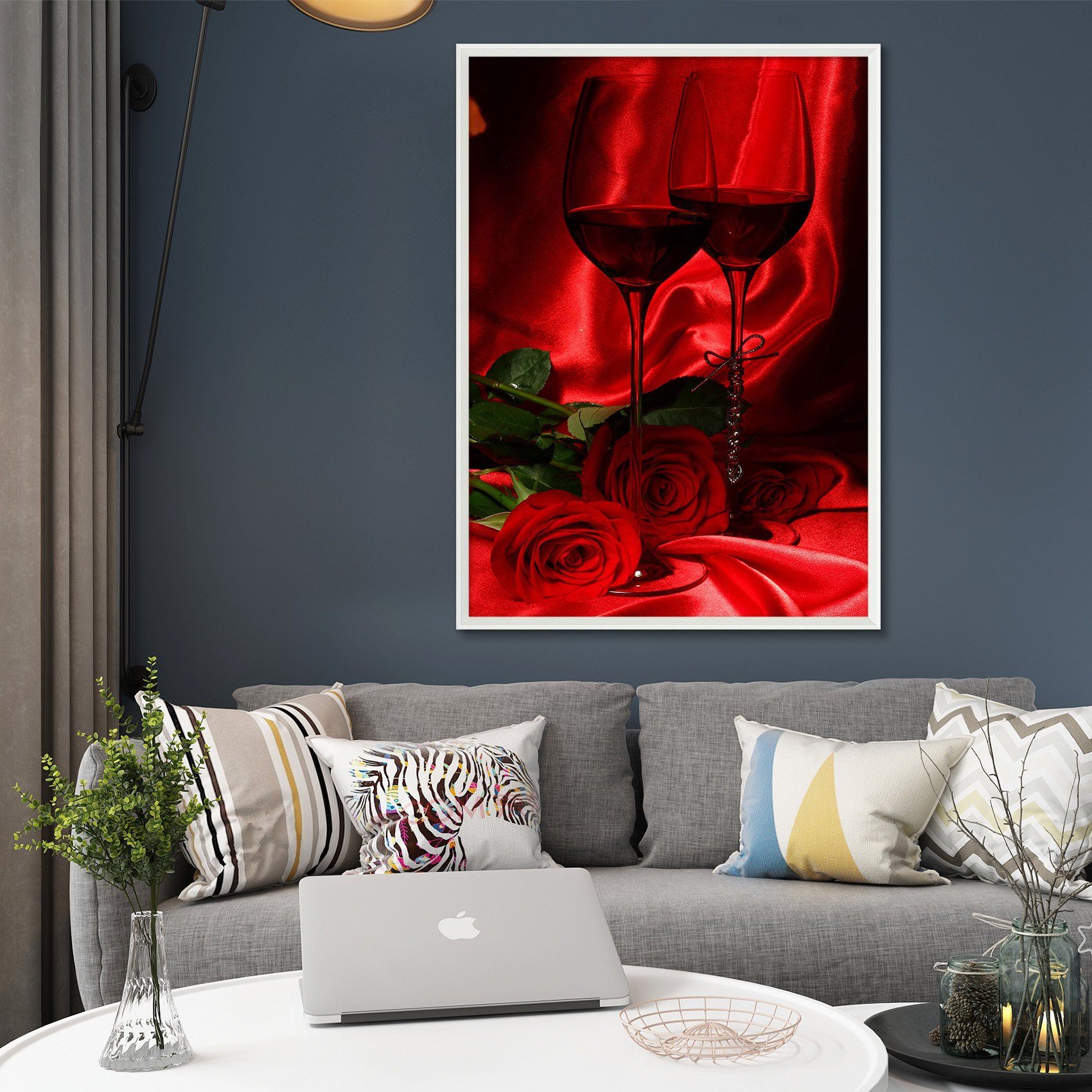 3D Red wine 060 Fake Framed Print Painting Wallpaper AJ Creativity Home 