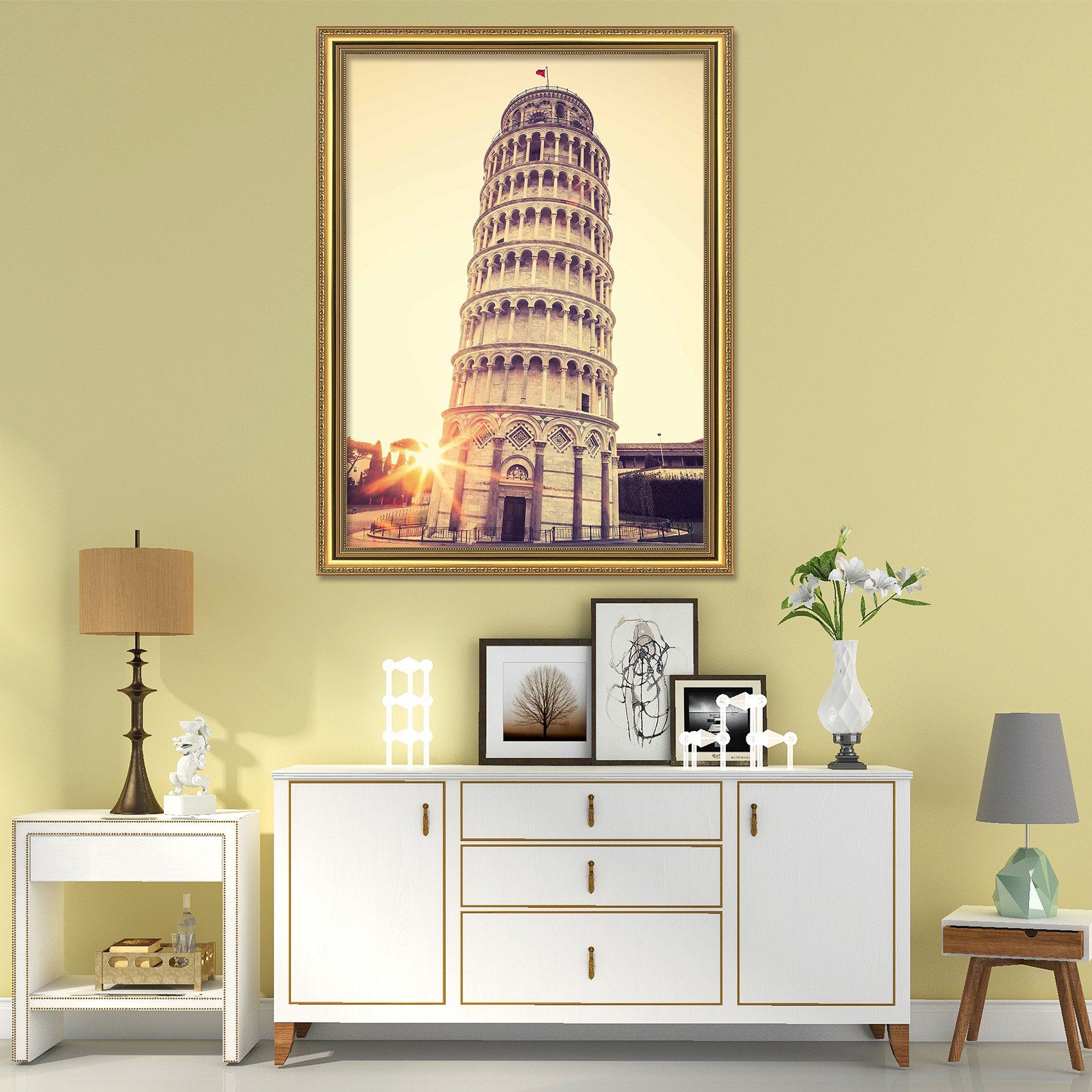 3D Round Tower 059 Fake Framed Print Painting Wallpaper AJ Creativity Home 