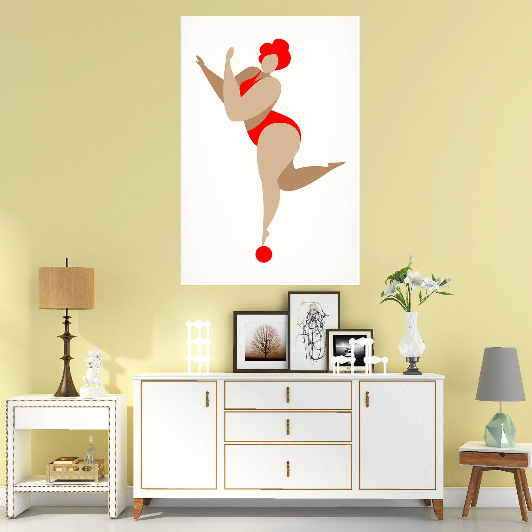 3D Short Hair Girl 133 Boris Draschoff Wall Sticker